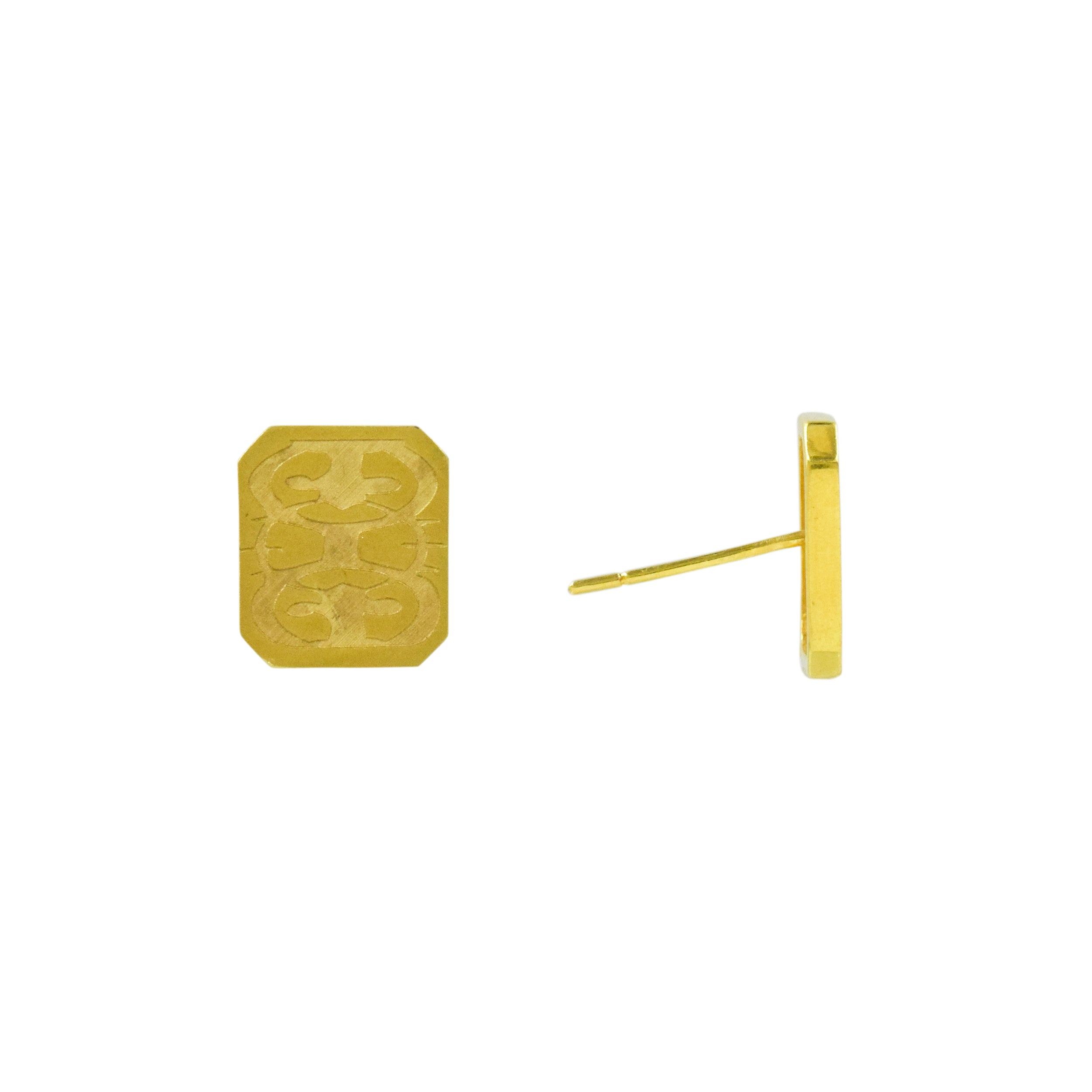 Youmna rectangular design stud earrings in 18k yellow gold