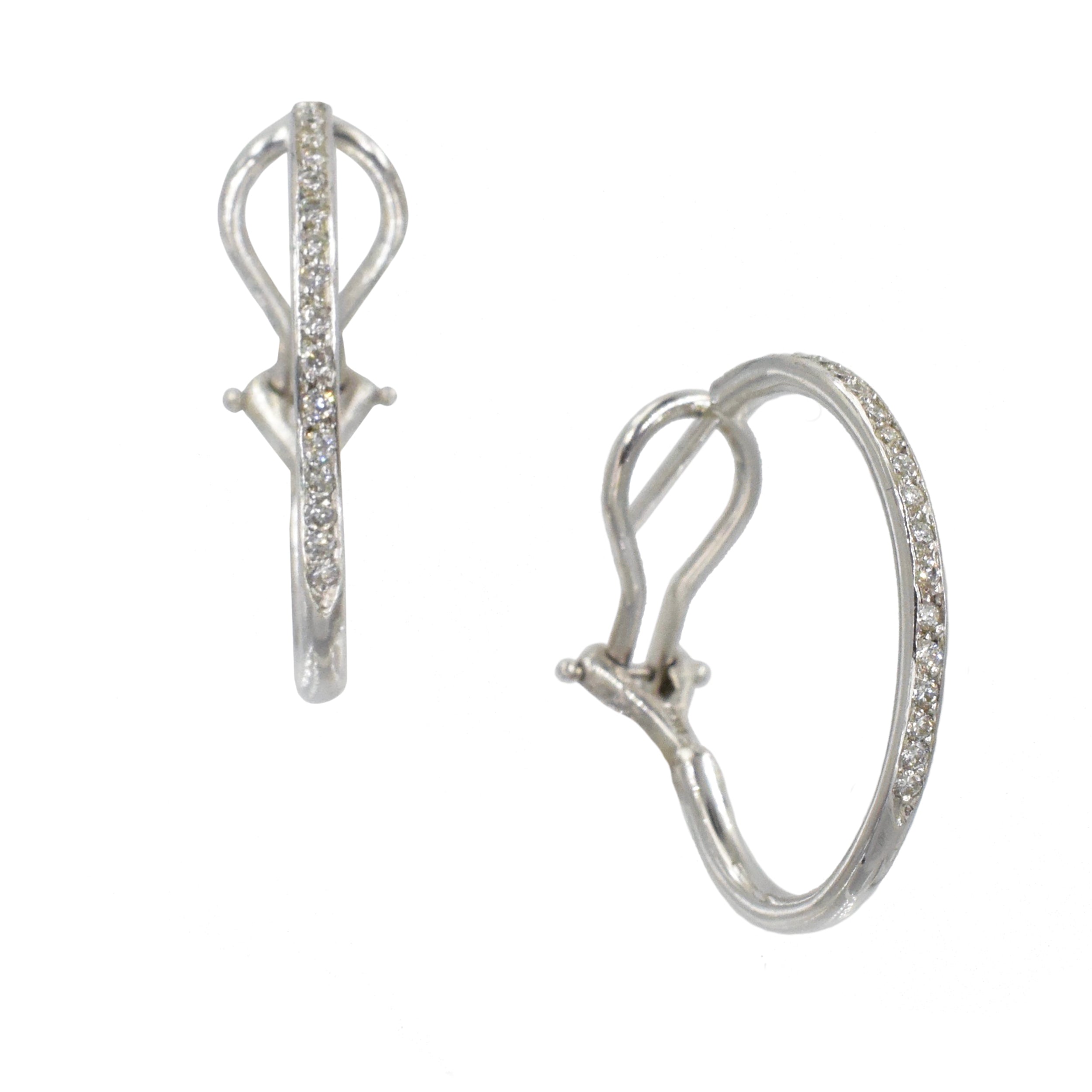 0.40ct Diamond Hoop Earrings In 14k White Gold