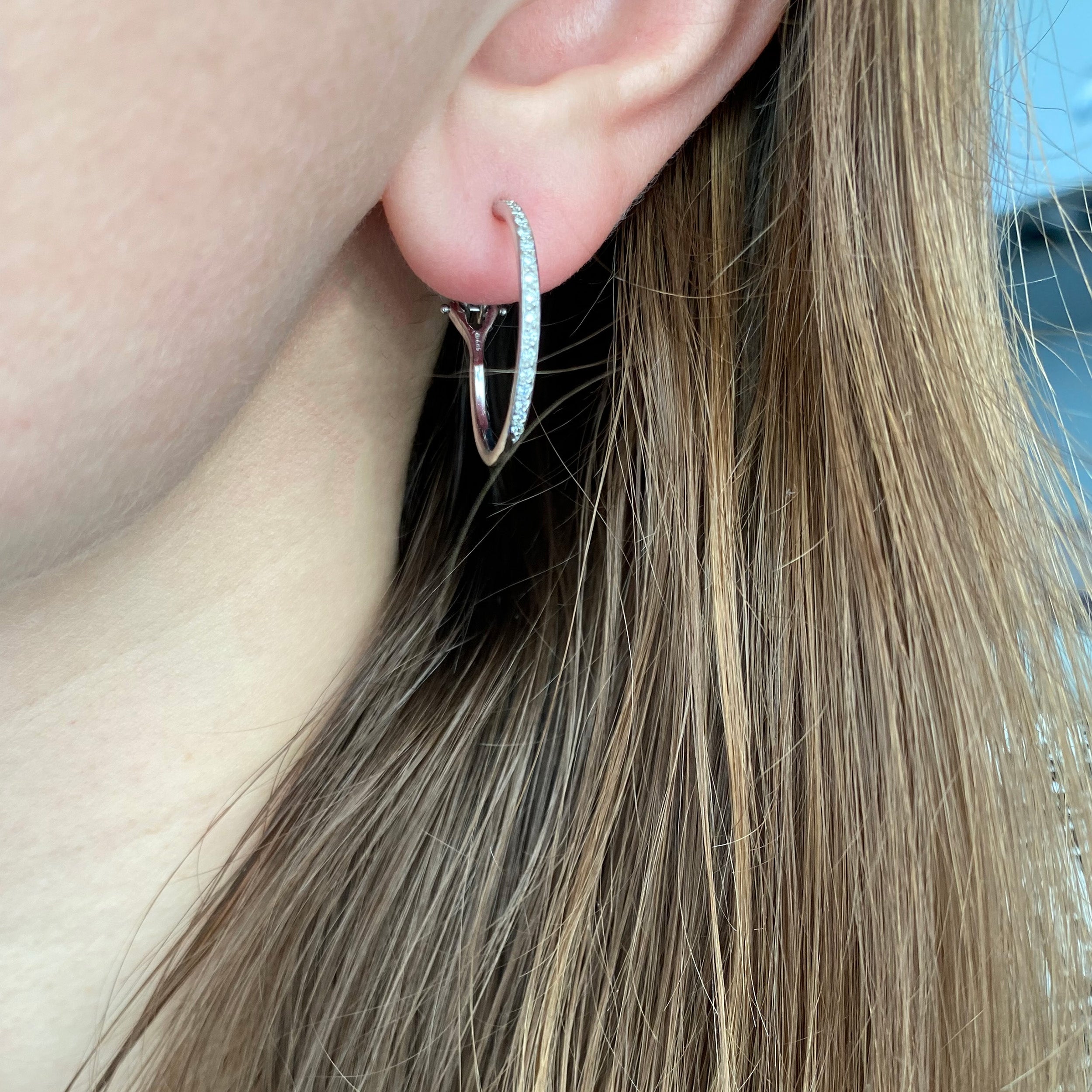 0.40ct Diamond Hoop Earrings In 14k White Gold