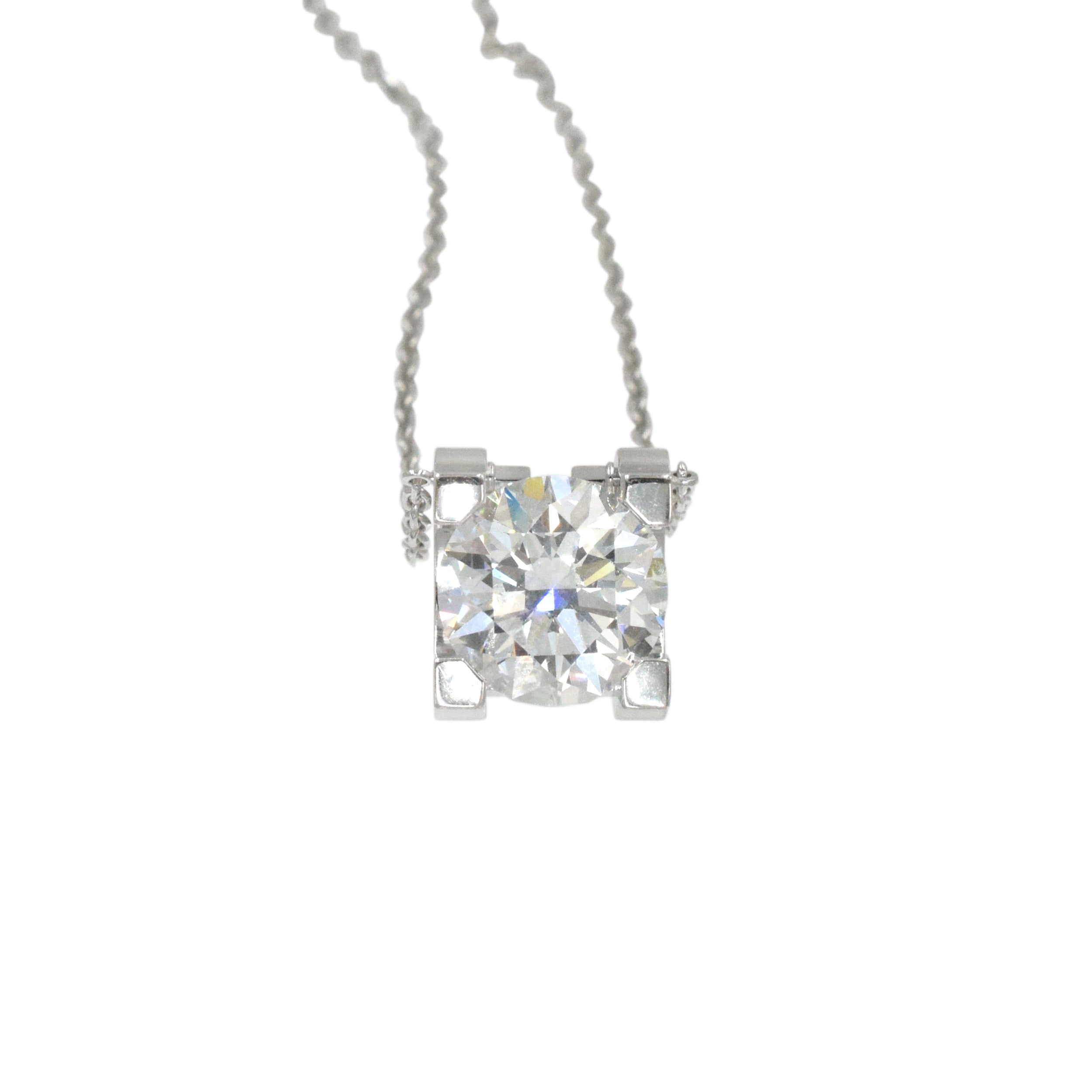 C de Cartier signature setting diamond solitaire necklace