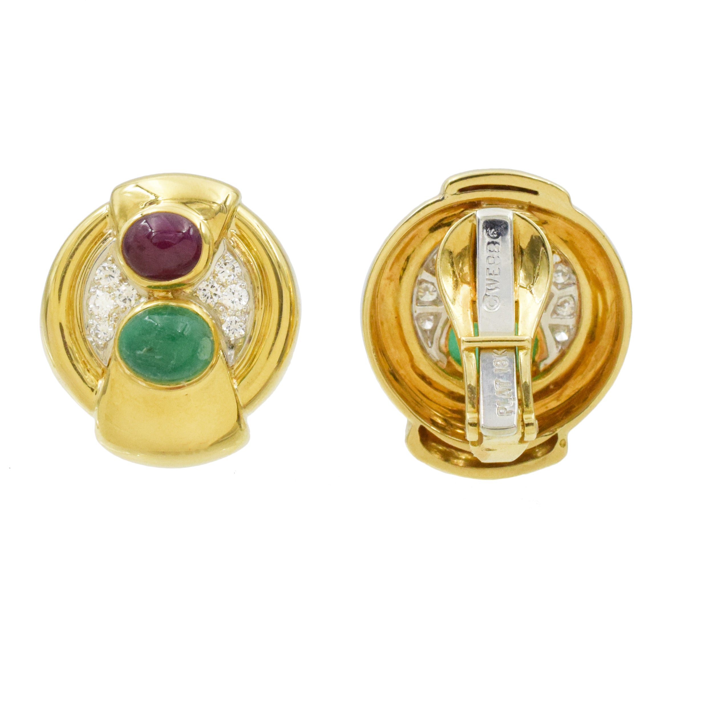 David Webb Gemstone and Diamond Earrings In 18k Yellow Gold