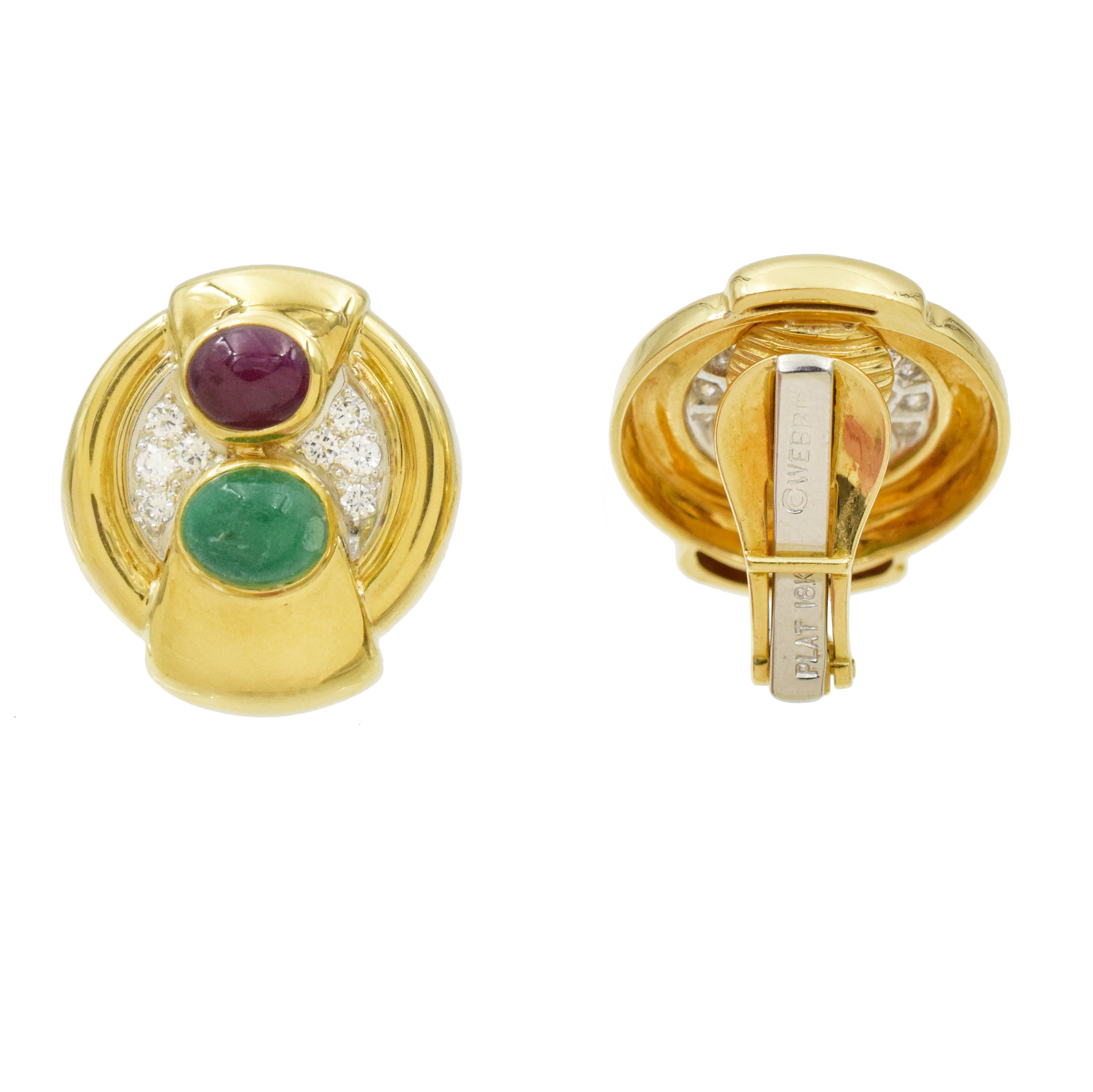 David Webb Gemstone and Diamond Earrings In 18k Yellow Gold