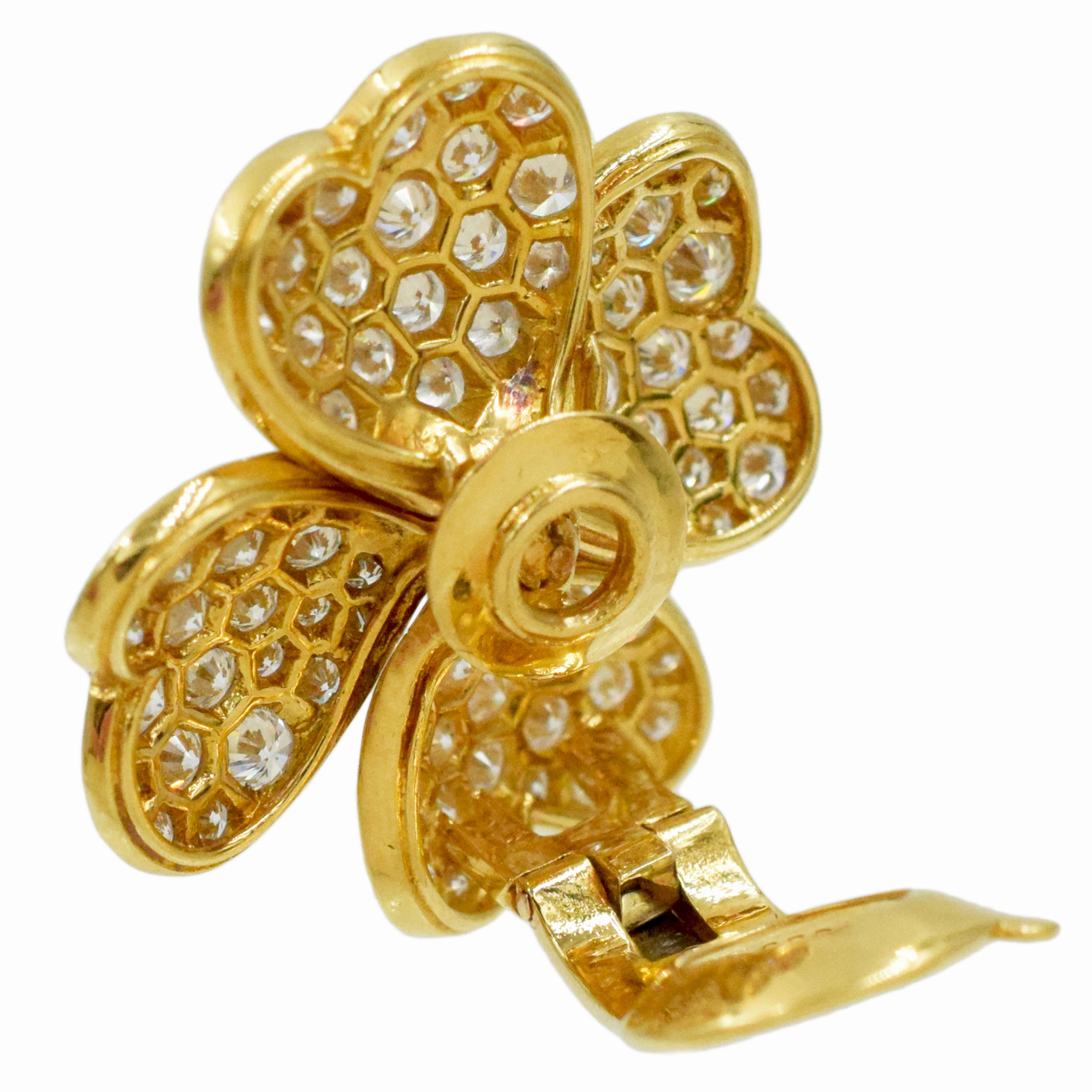 Van Cleef & Arpels 'Cosmos' Diamond And Emerald Earrings And Brooch Suite In 18k Yellow Gold