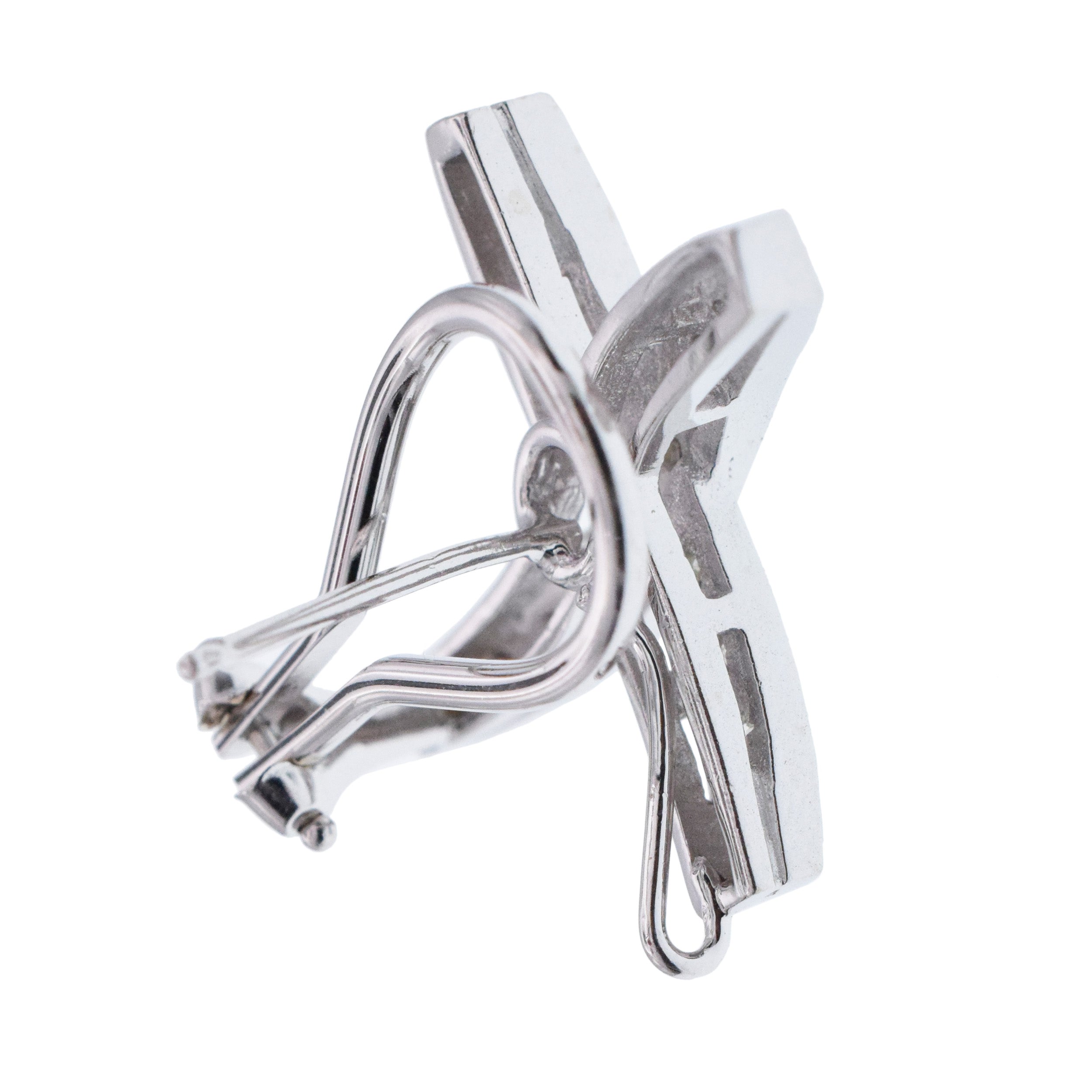 Diamond 'X' Motif Earrings In 18k White Gold