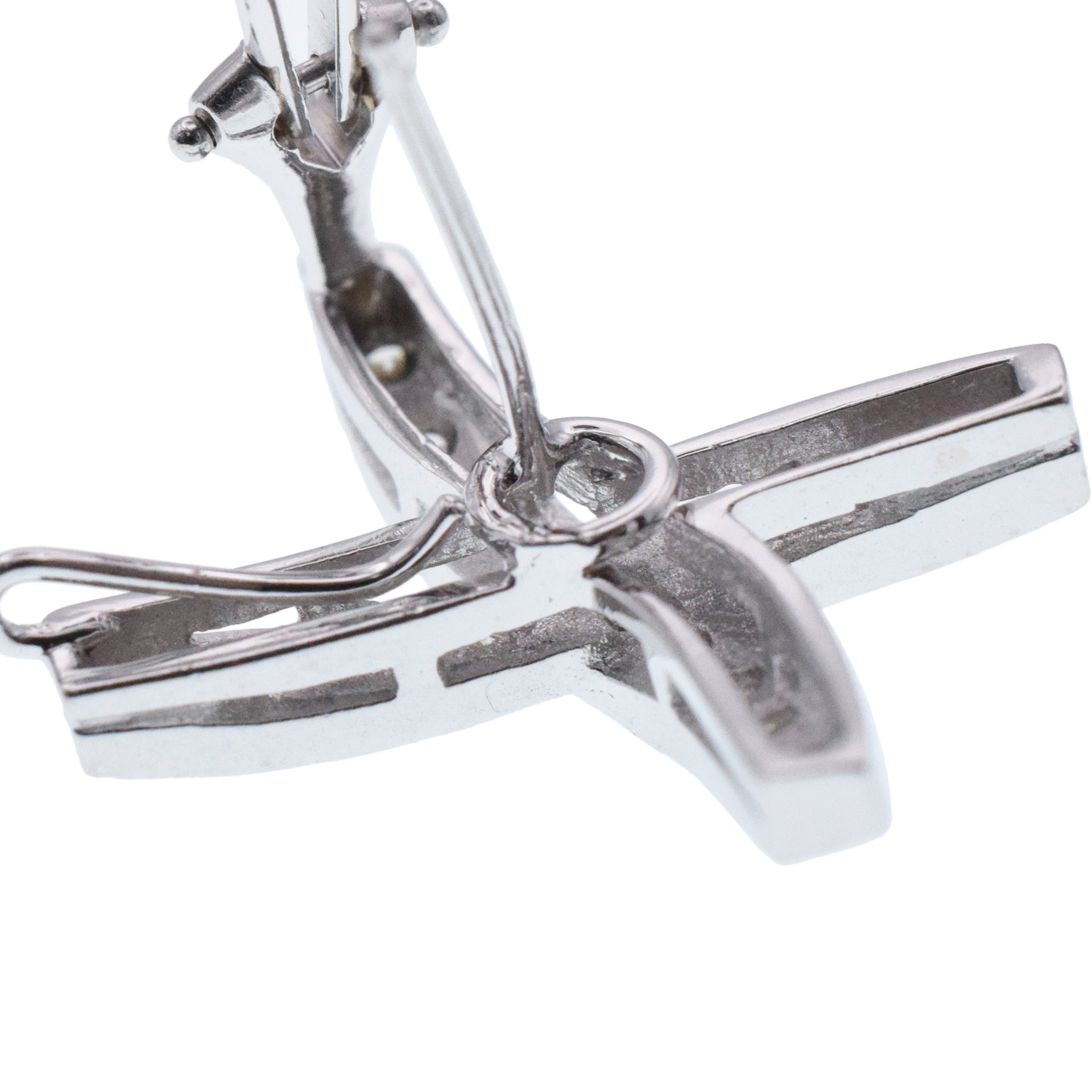 Diamond 'X' Motif Earrings In 18k White Gold