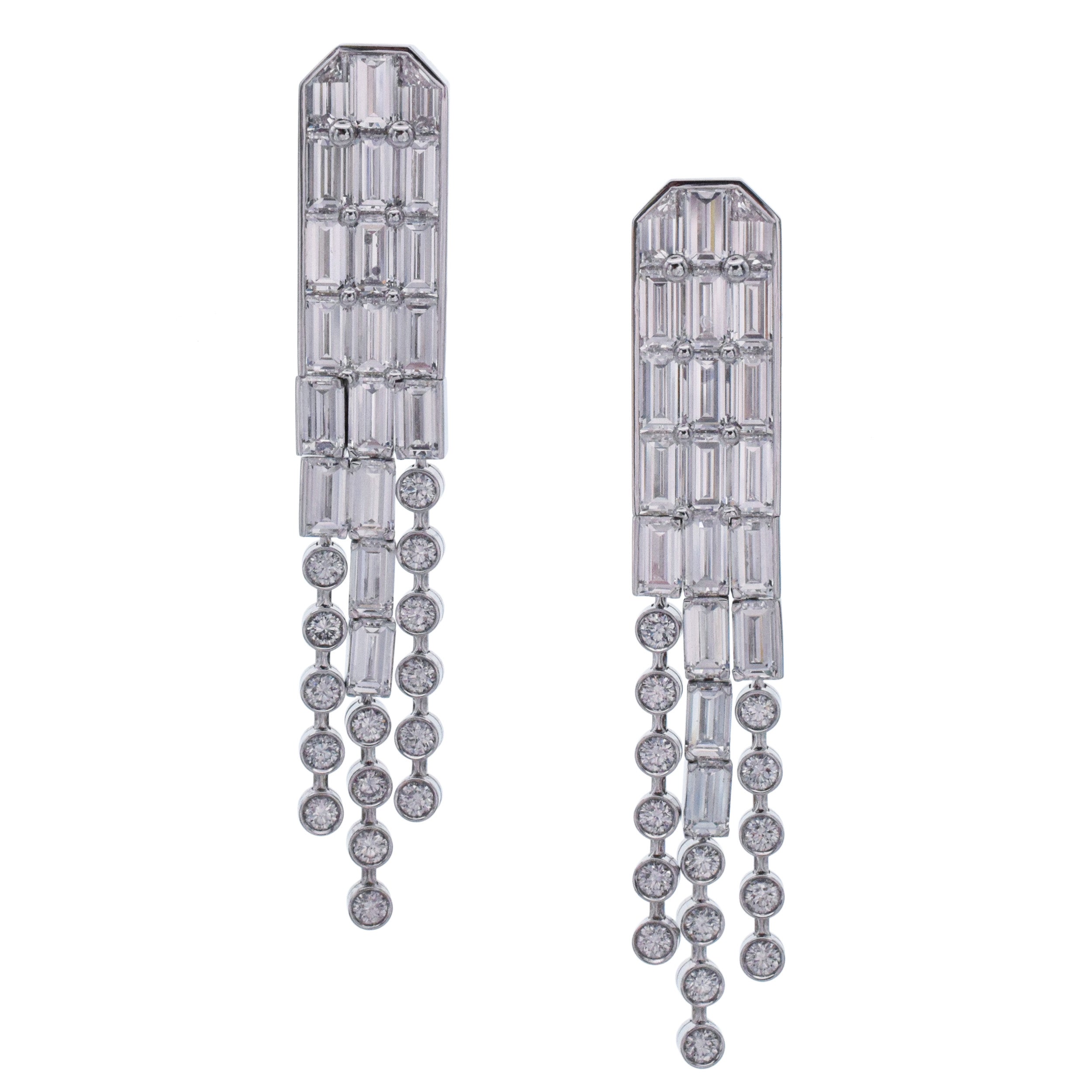 Hermes Gavroche Diamond Waterfall Earrings In 18k White Gold