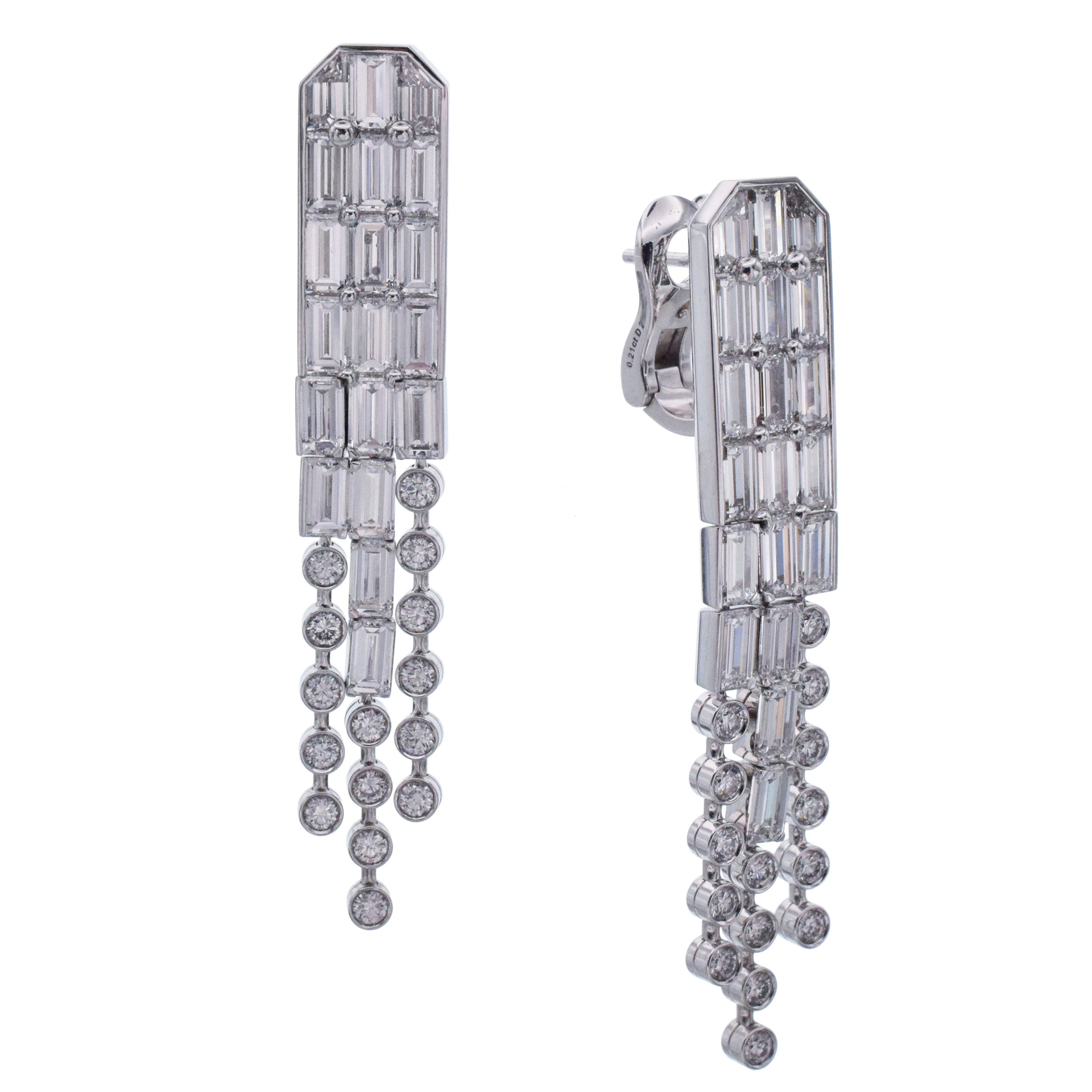 Hermes Gavroche Diamond Waterfall Earrings In 18k White Gold