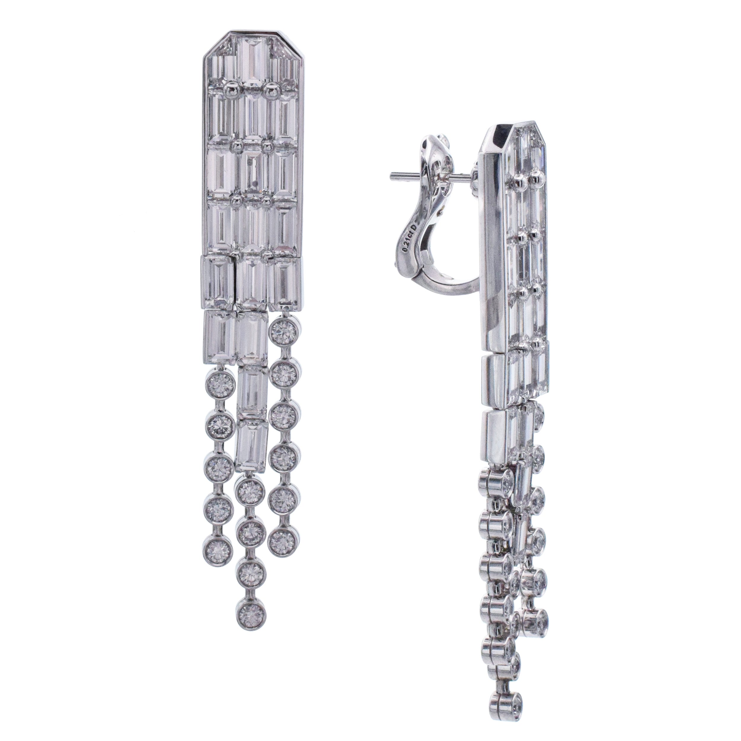 Hermes Gavroche Diamond Waterfall Earrings In 18k White Gold