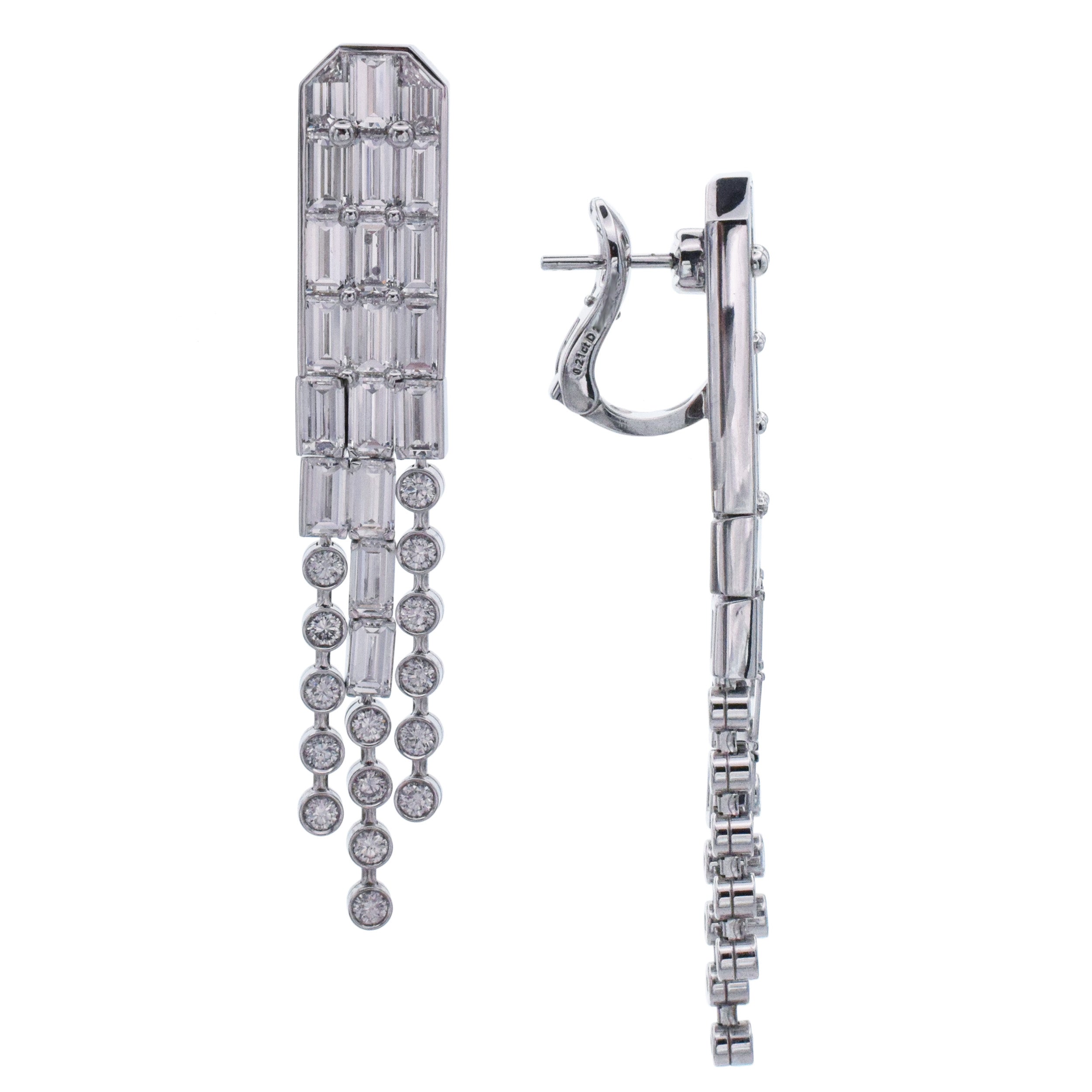 Hermes Gavroche Diamond Waterfall Earrings In 18k White Gold