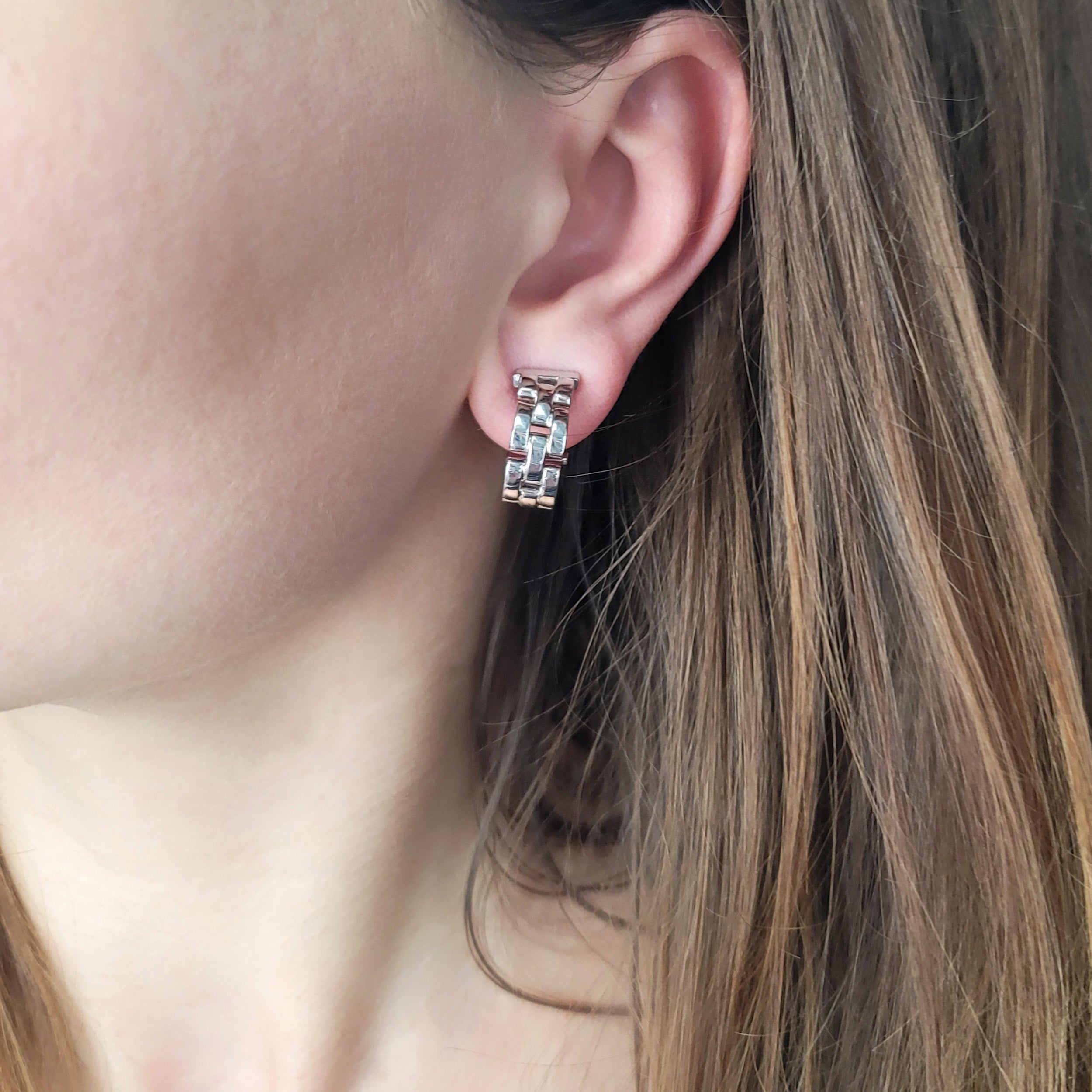 Cartier 'Maillon Panthere' Hoop Earrings in 18k White Gold