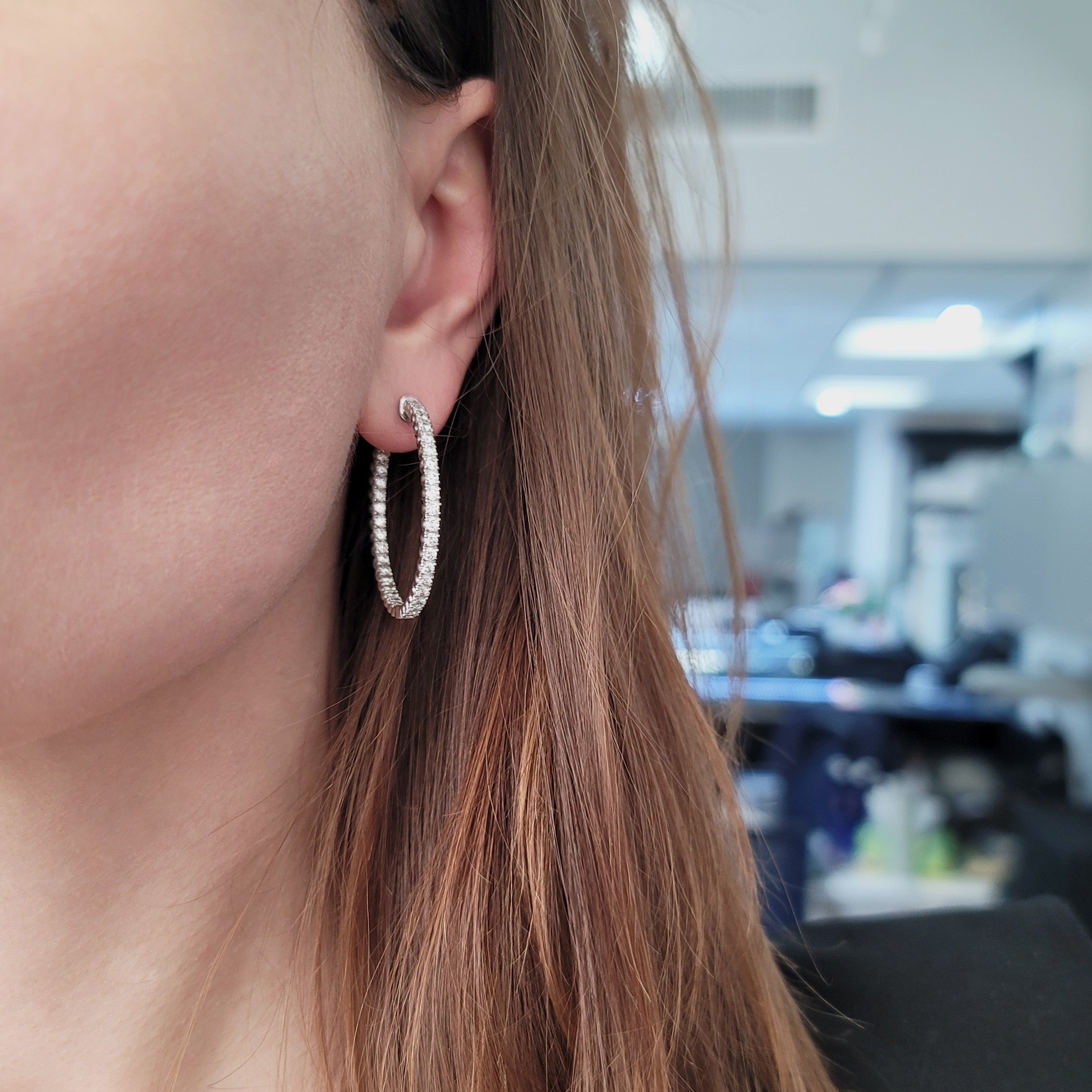 Tiffany&Co. Diamond Inside Out Hoop Earrings In 18k White Gold