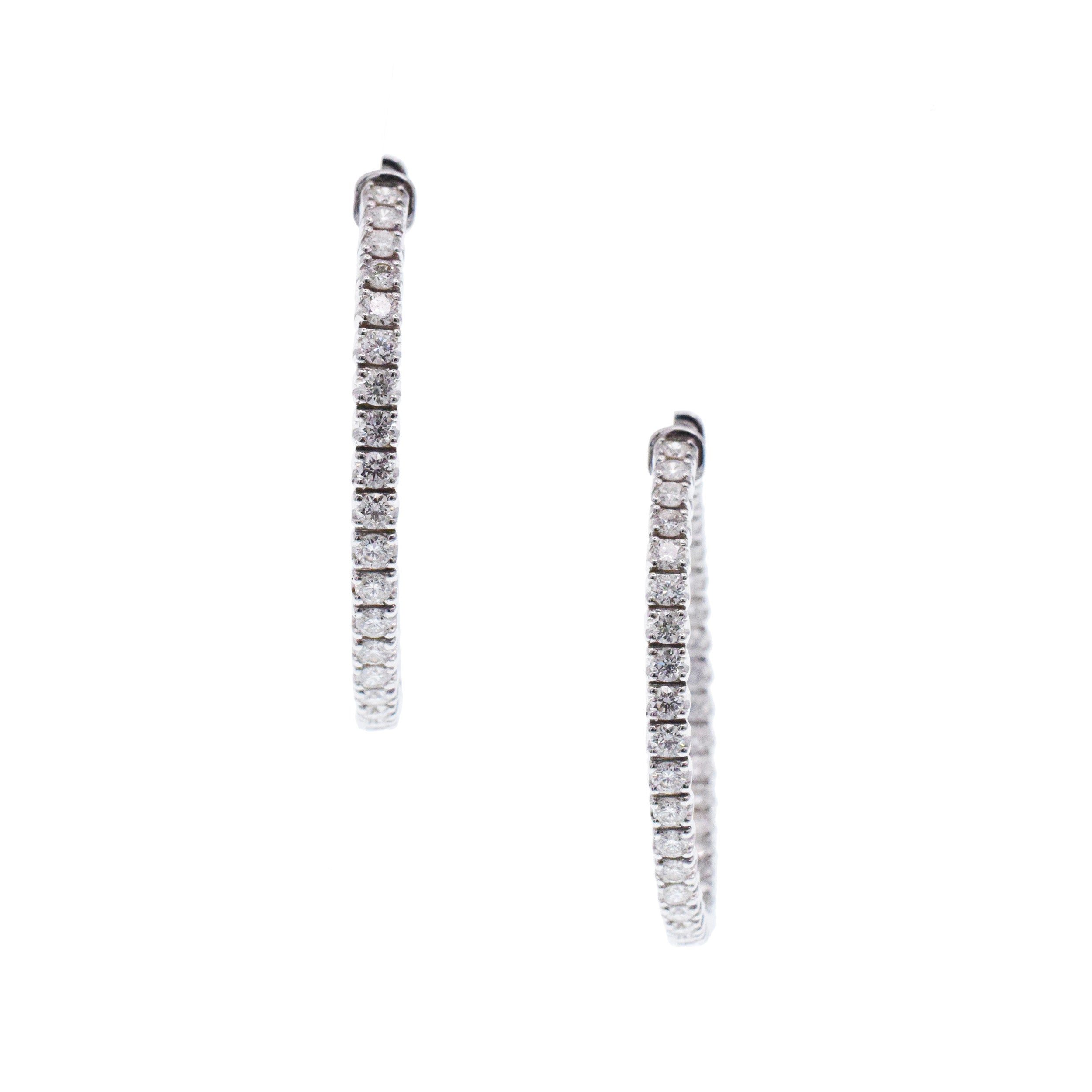 Tiffany&Co. Diamond Inside Out Hoop Earrings In 18k White Gold
