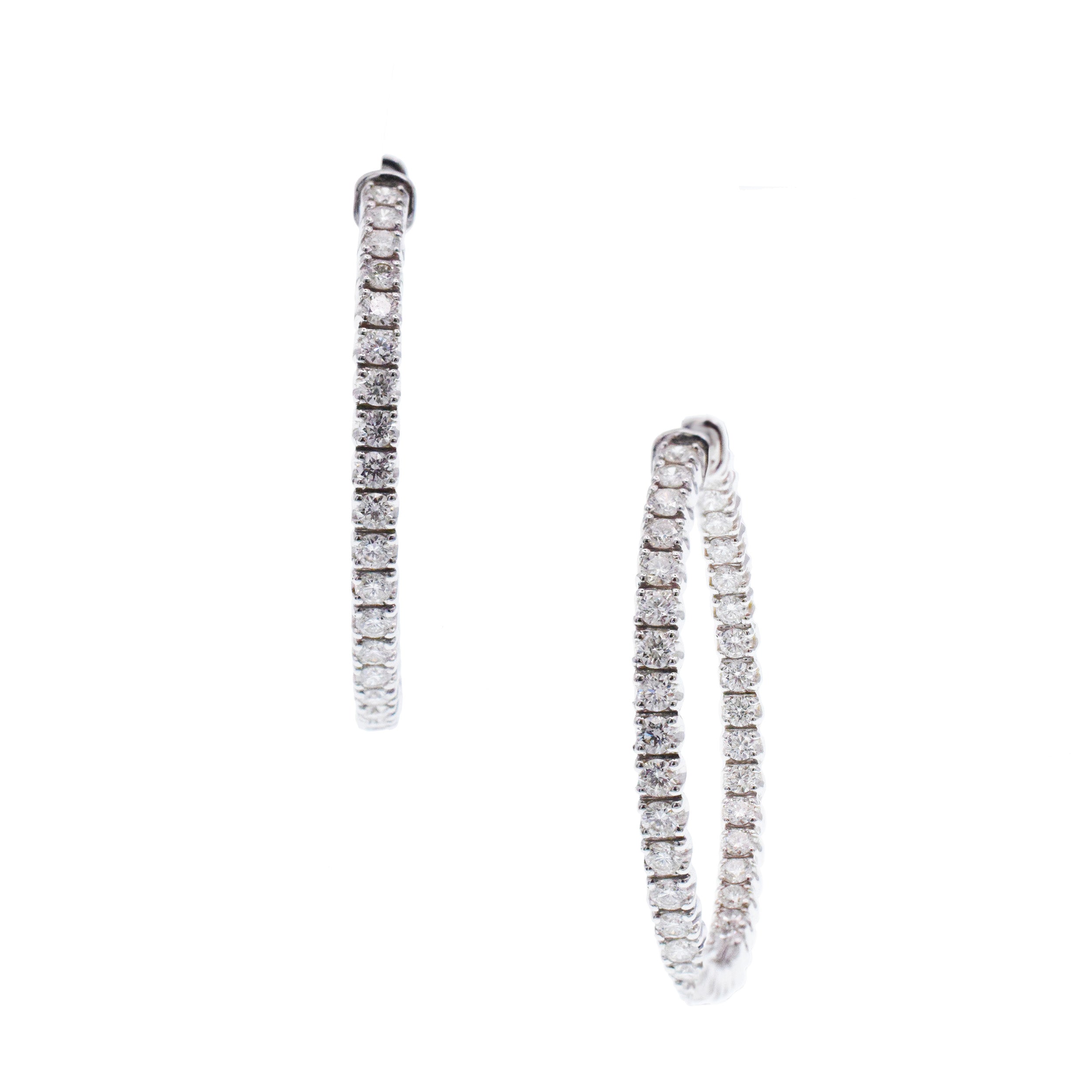 Tiffany&Co. Diamond Inside Out Hoop Earrings In 18k White Gold