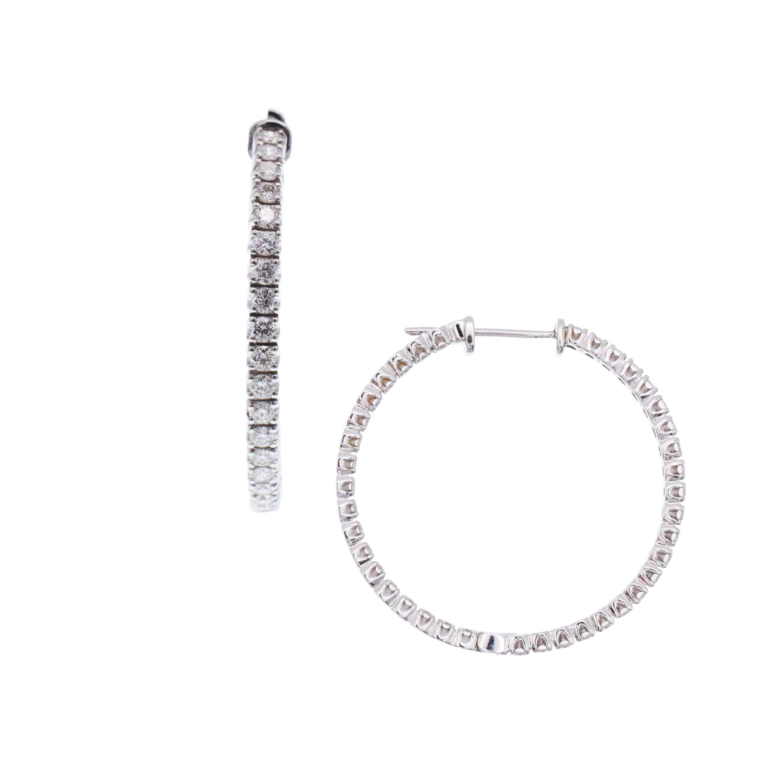 Tiffany&Co. Diamond Inside Out Hoop Earrings In 18k White Gold