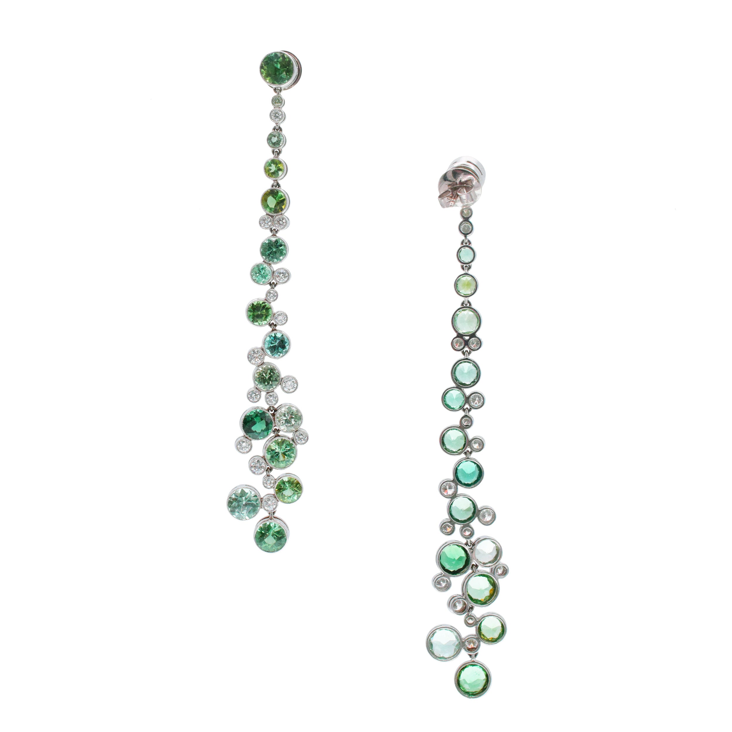 Tiffany&Co. Diamond And Green Tourmaline Drop Earrings In Platinum