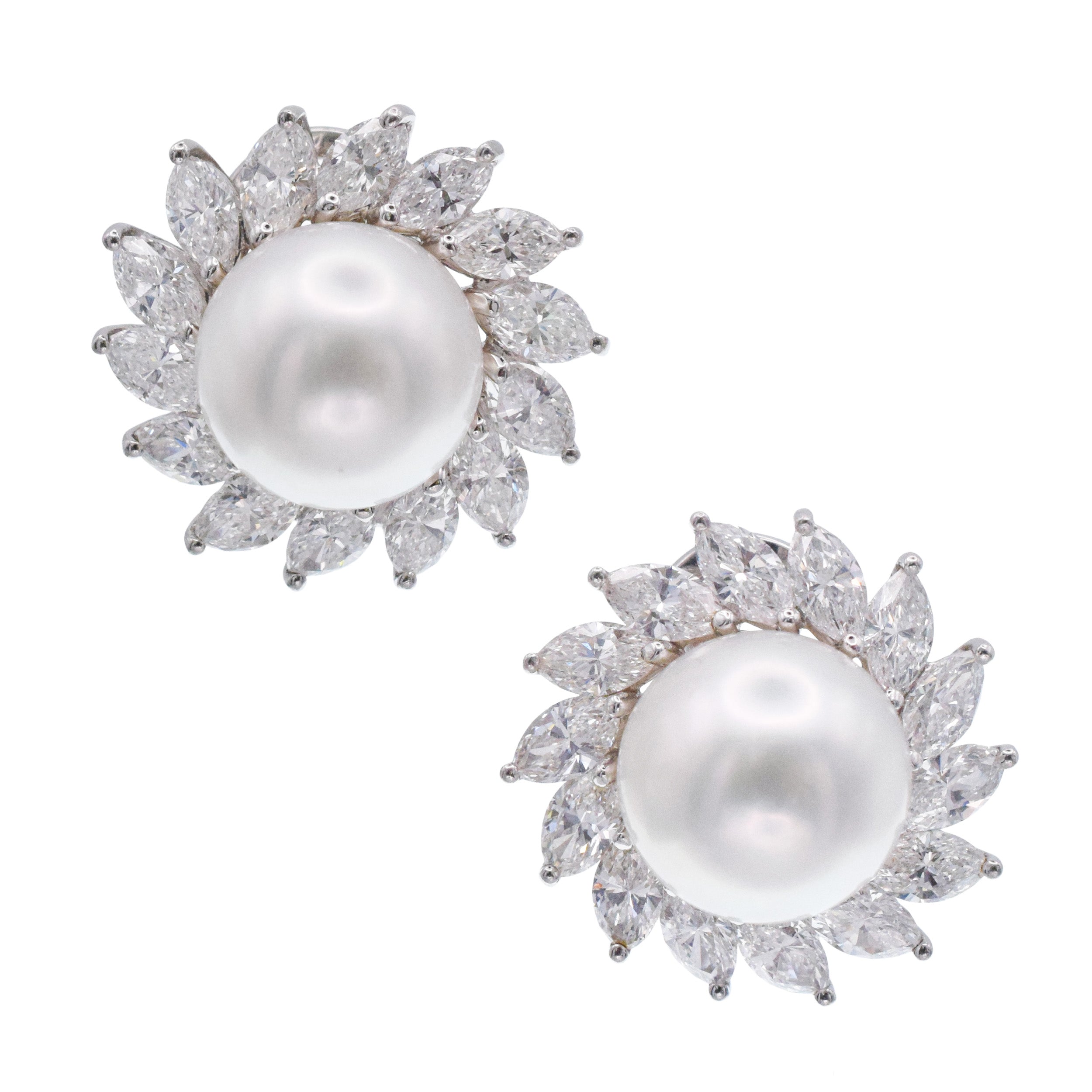 Tiffany&Co. Pearl And Diamond Ear Clip Earrings In Platinum