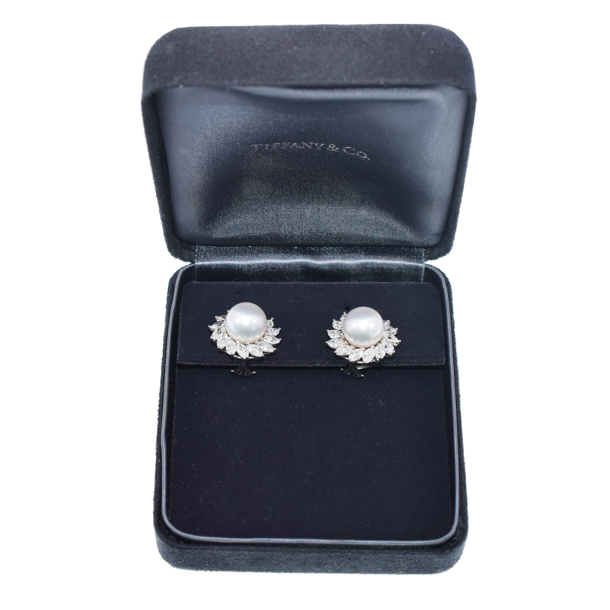 Tiffany&Co. Pearl And Diamond Ear Clip Earrings In Platinum