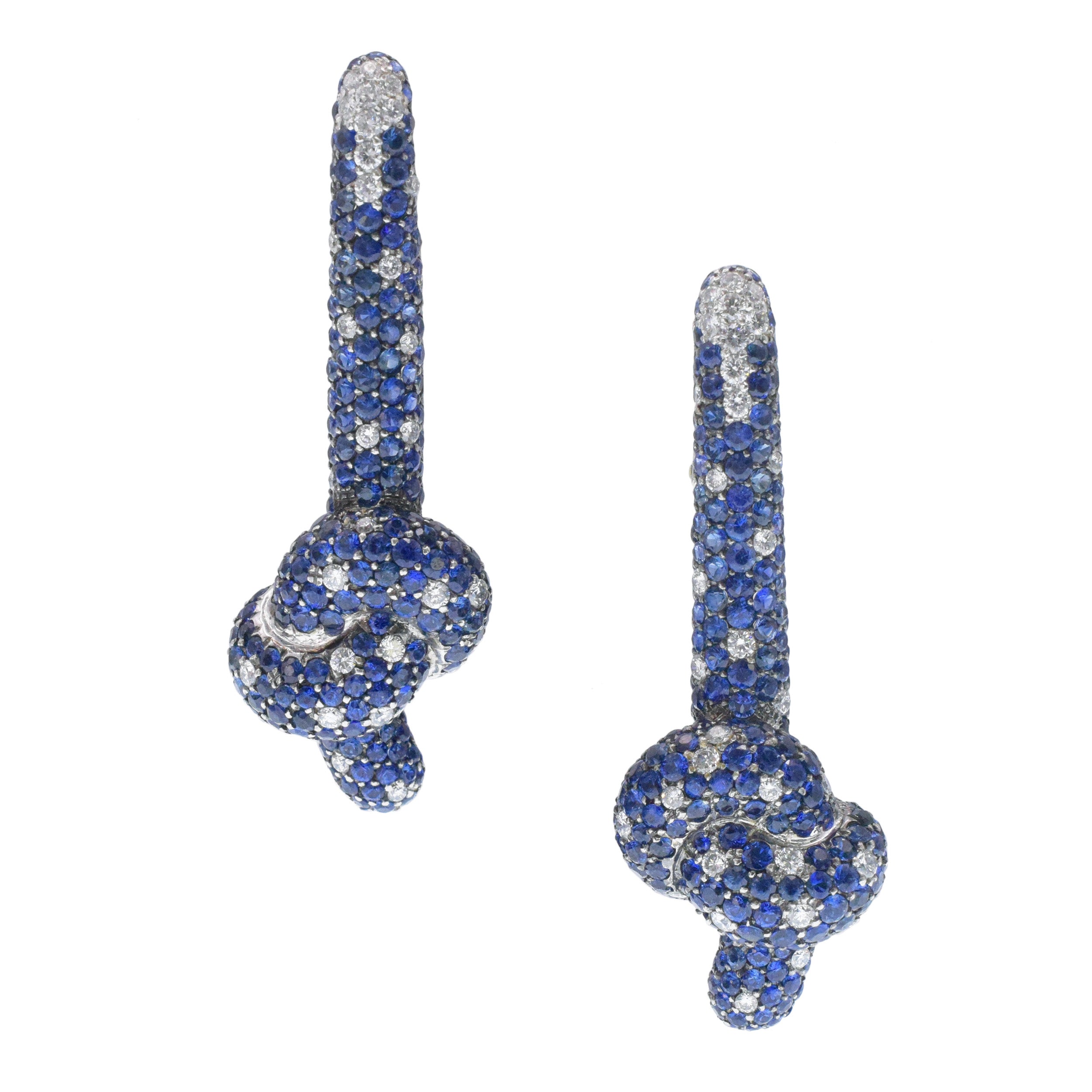 De Grisogono Sapphire And Diamond Knot Drop Earrings In 18k White gold