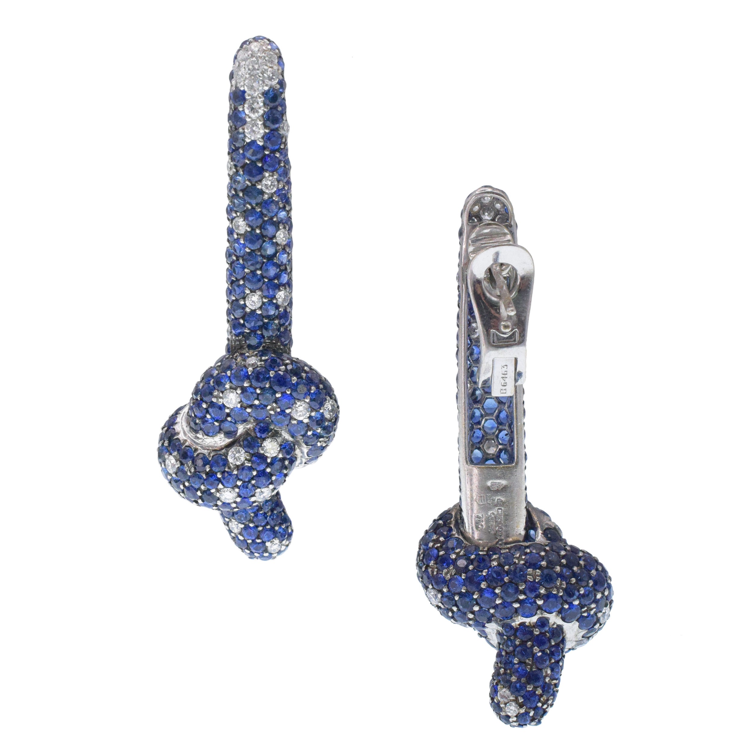 De Grisogono Sapphire And Diamond Knot Drop Earrings In 18k White gold