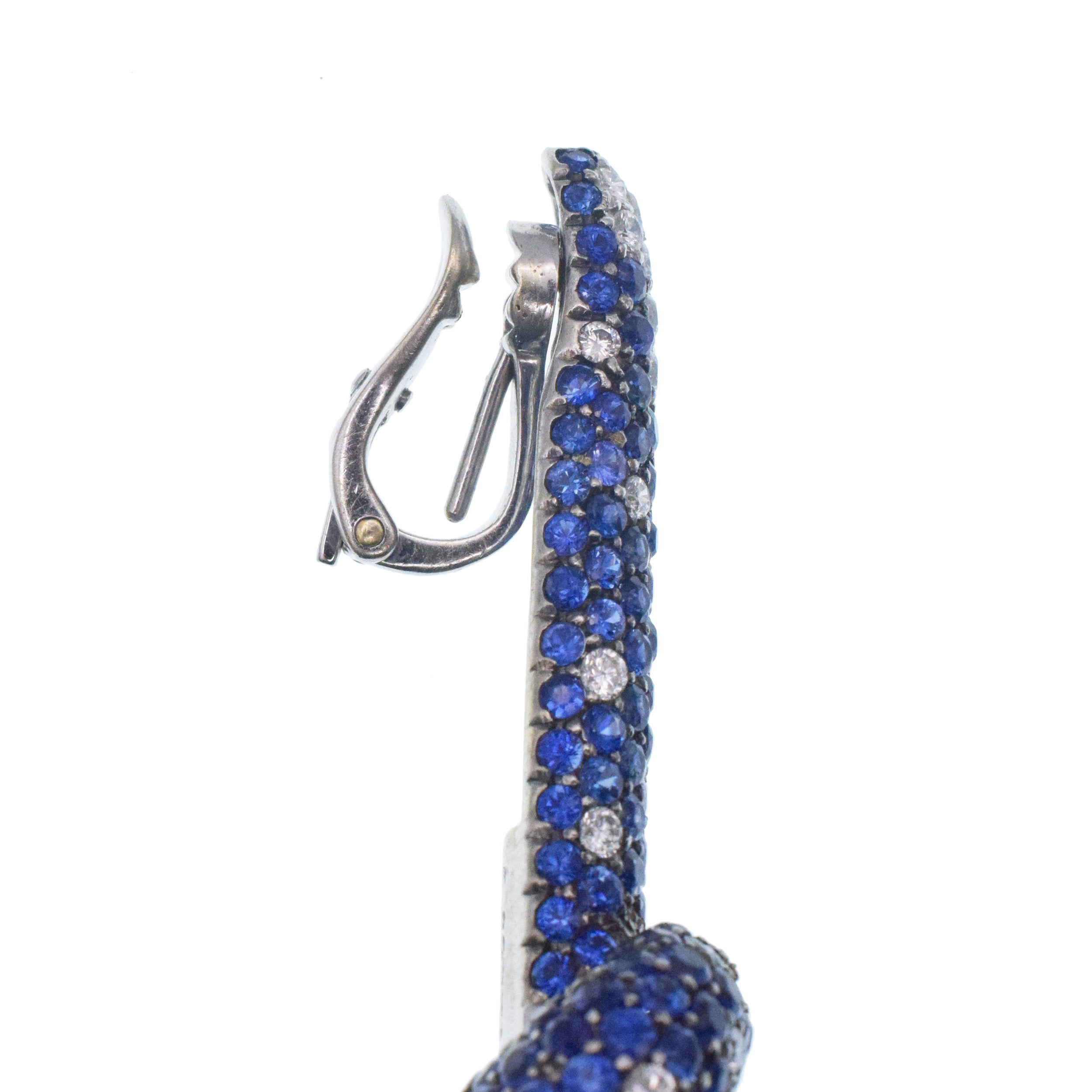De Grisogono Sapphire And Diamond Knot Drop Earrings In 18k White gold