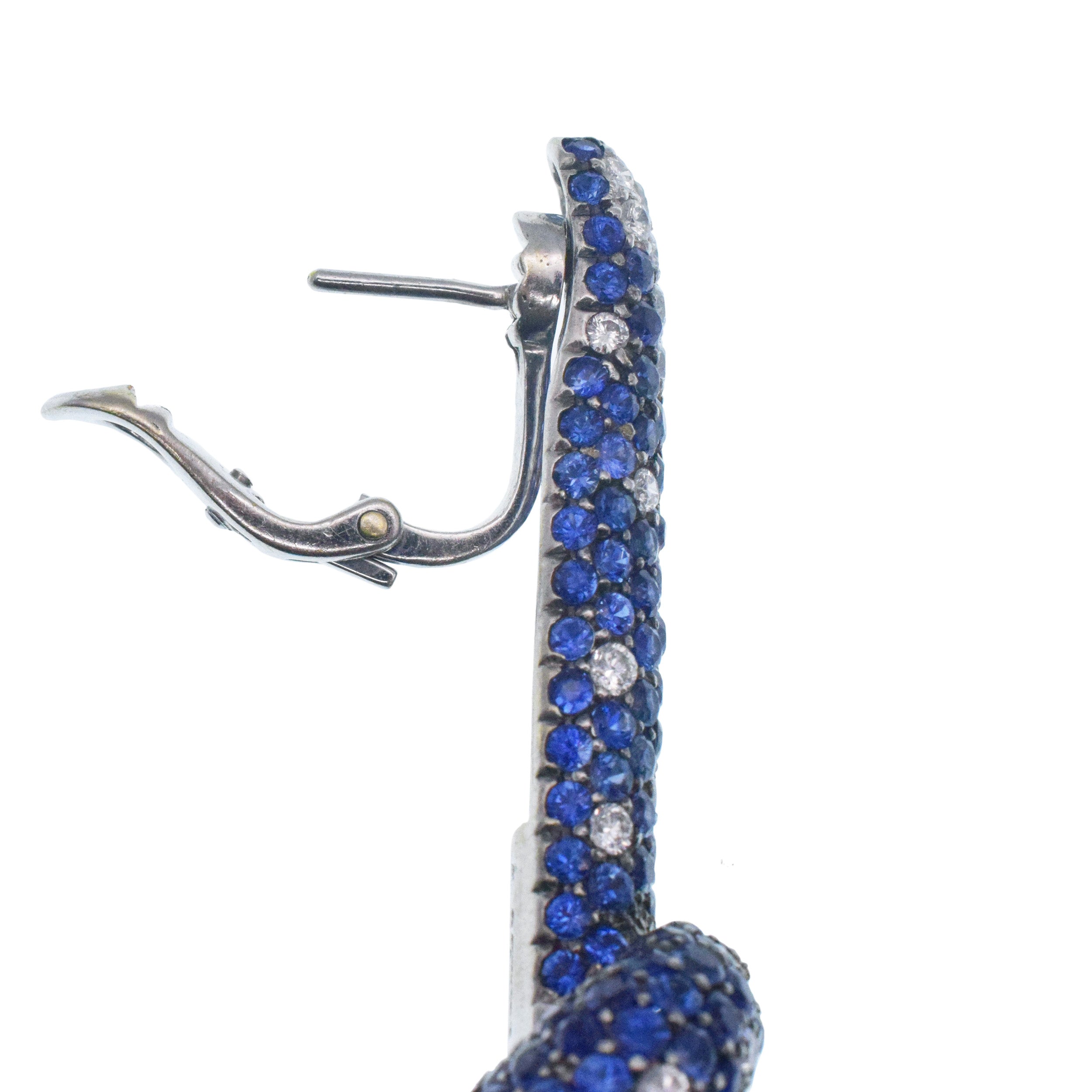 De Grisogono Sapphire And Diamond Knot Drop Earrings In 18k White gold