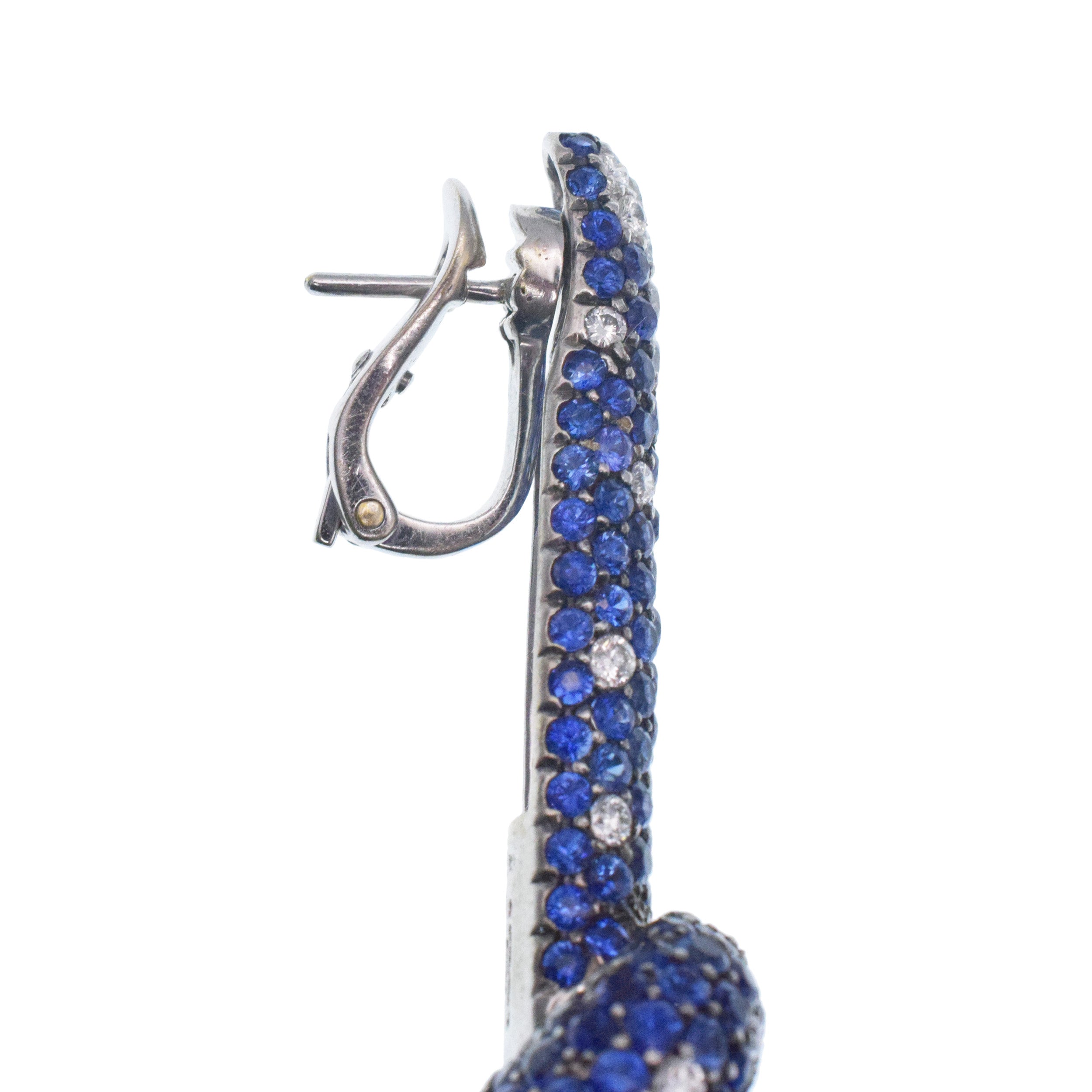De Grisogono Sapphire And Diamond Knot Drop Earrings In 18k White gold