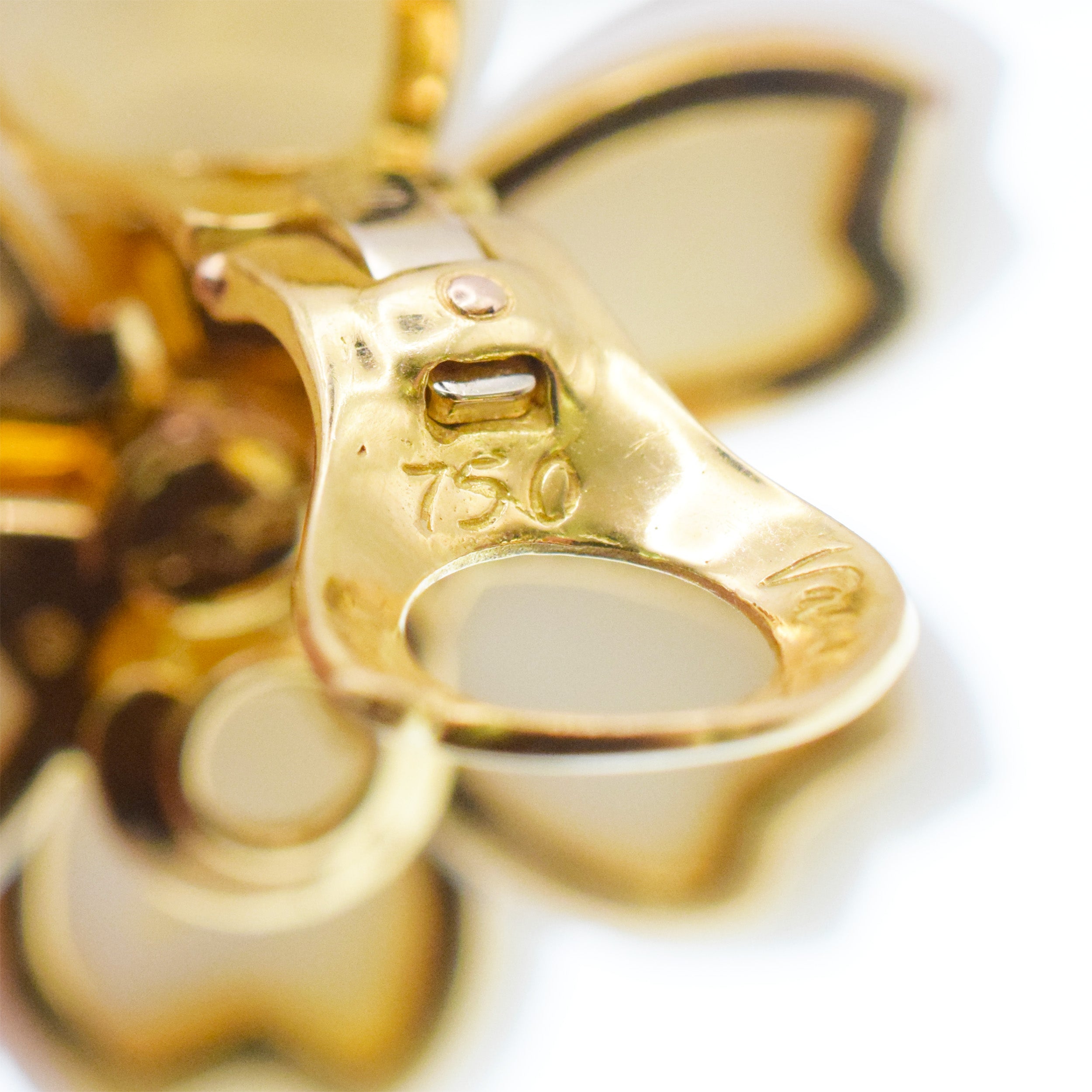 Van Cleef & Arpels White Coral 'Rose de Noel' Ear Clip Earrings In 18k Yellow Gold