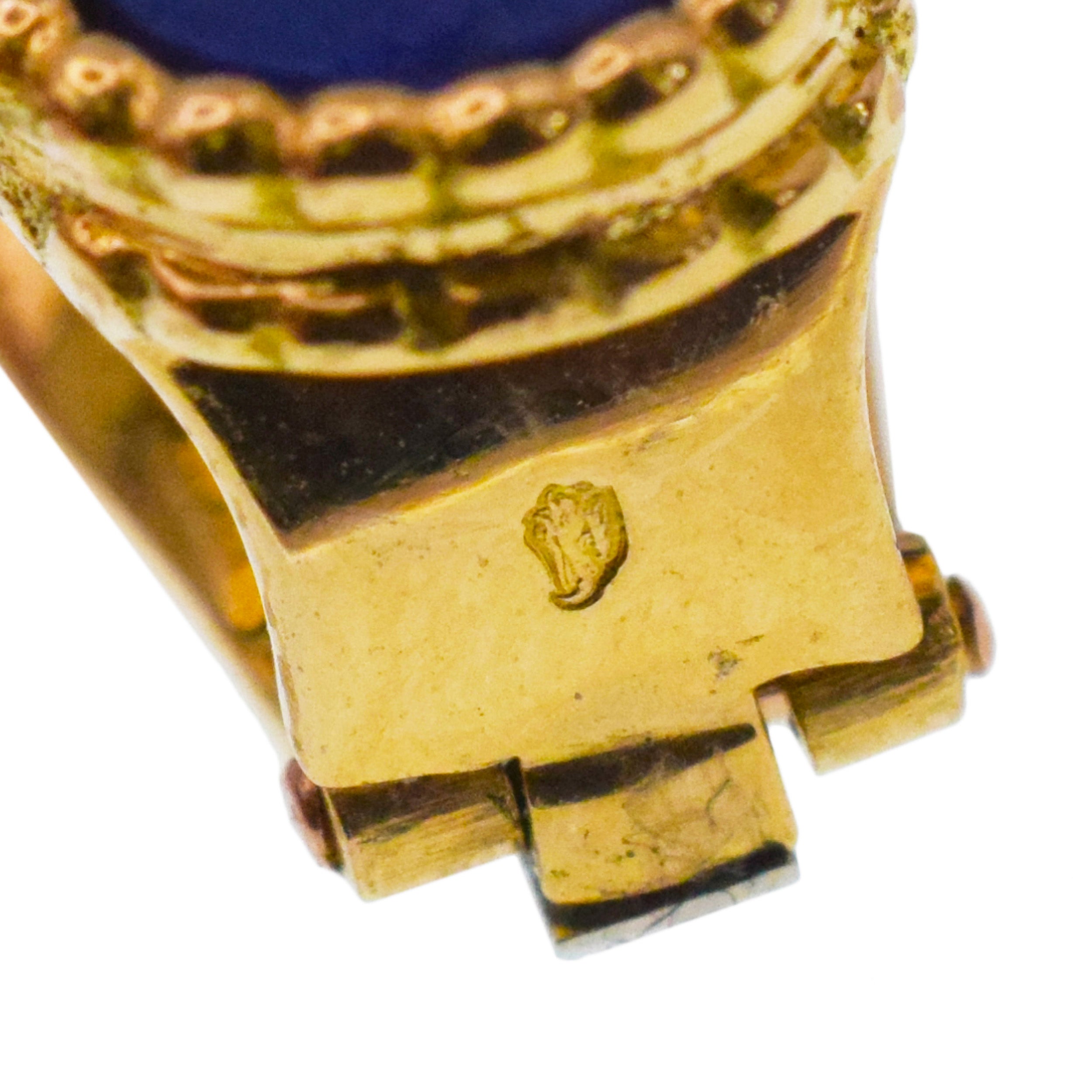Van Cleef & Arpels Lapis Lazuli Vintage Alhambra Ear Clip Earrings In 18k Yellow Gold