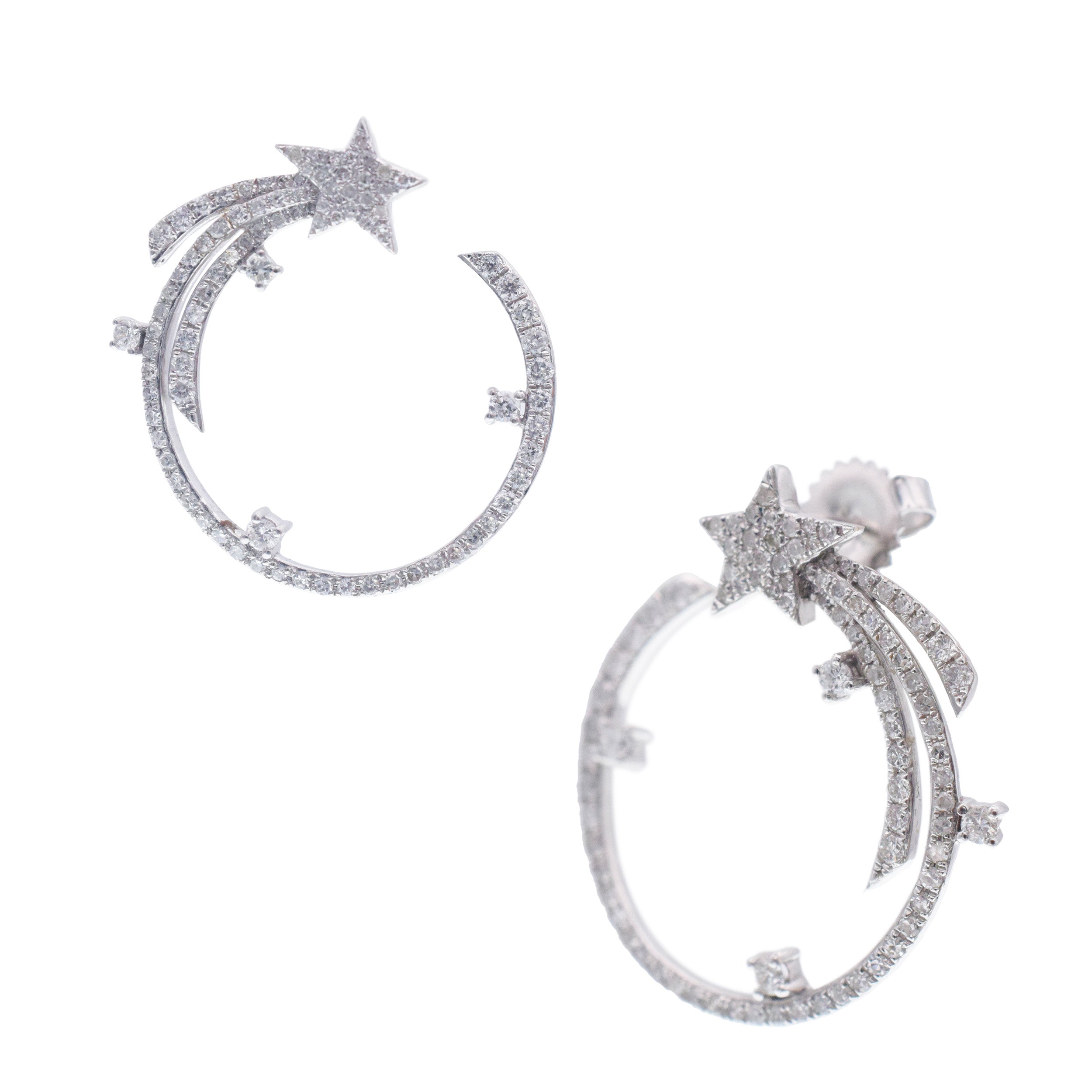 1.50ct Diamond Shooting Star Earrings In 14k White Gold