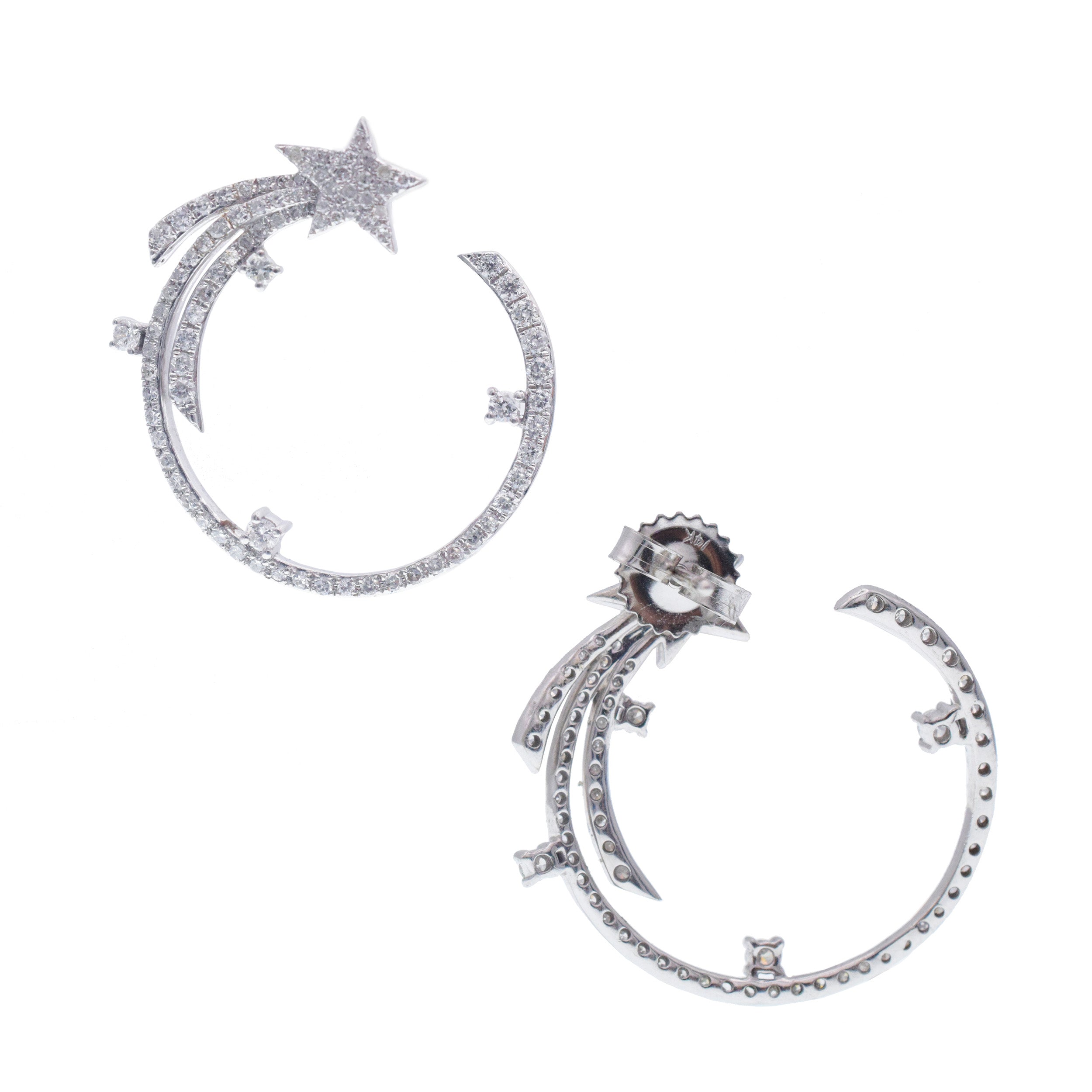 1.50ct Diamond Shooting Star Earrings In 14k White Gold