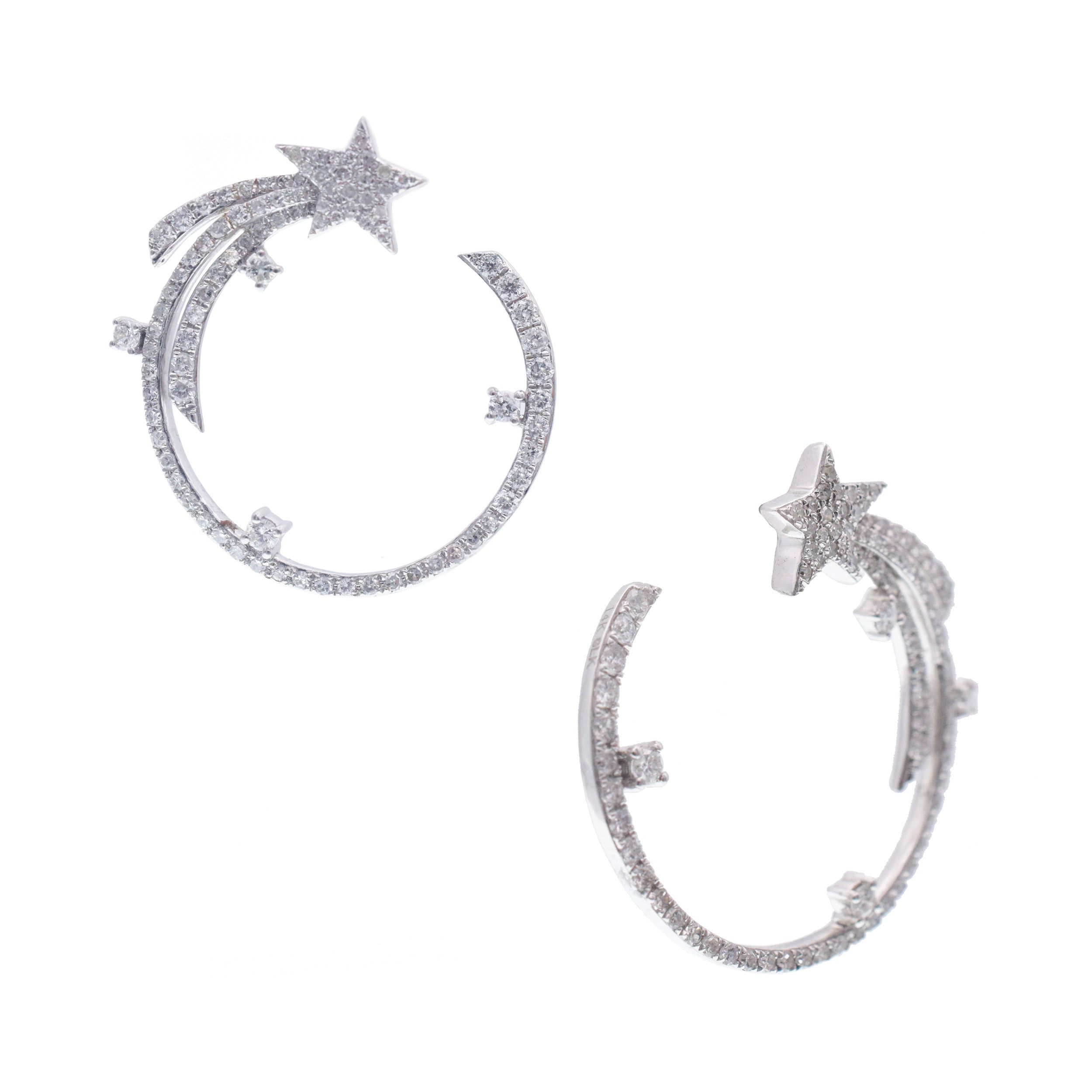 1.50ct Diamond Shooting Star Earrings In 14k White Gold
