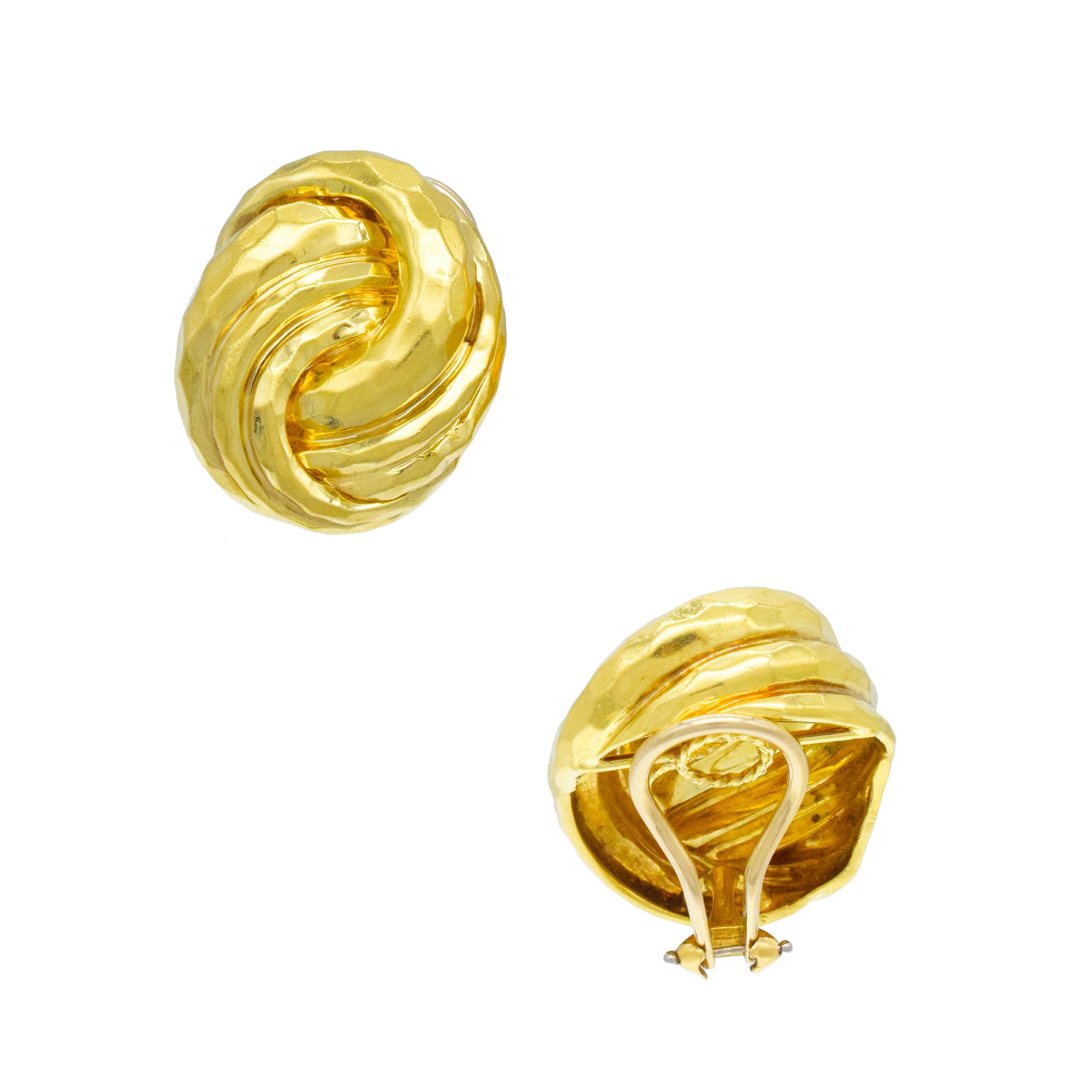 Henry Dunay Hammered 18k Yellow Gold Knot Earrings