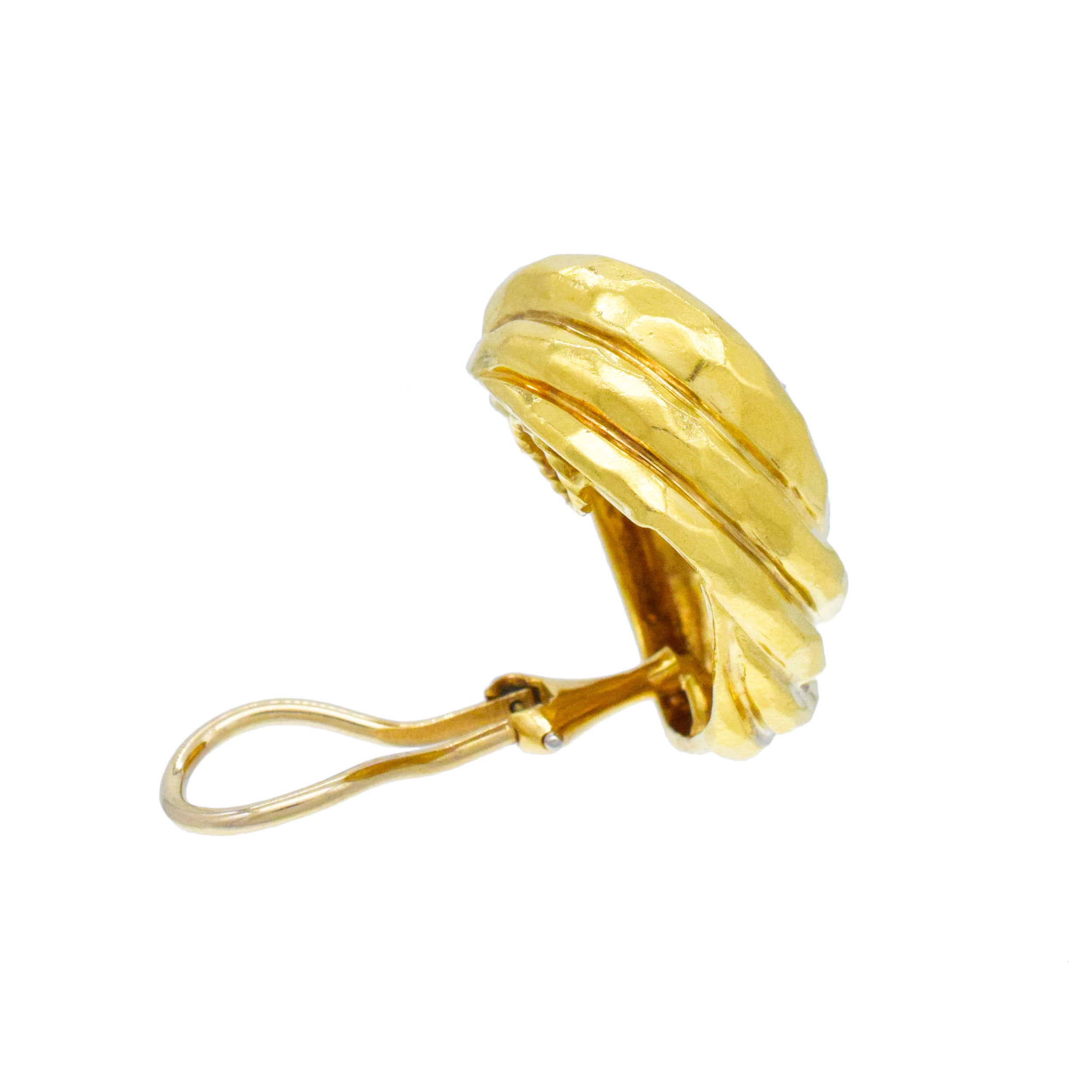 Henry Dunay Hammered 18k Yellow Gold Knot Earrings