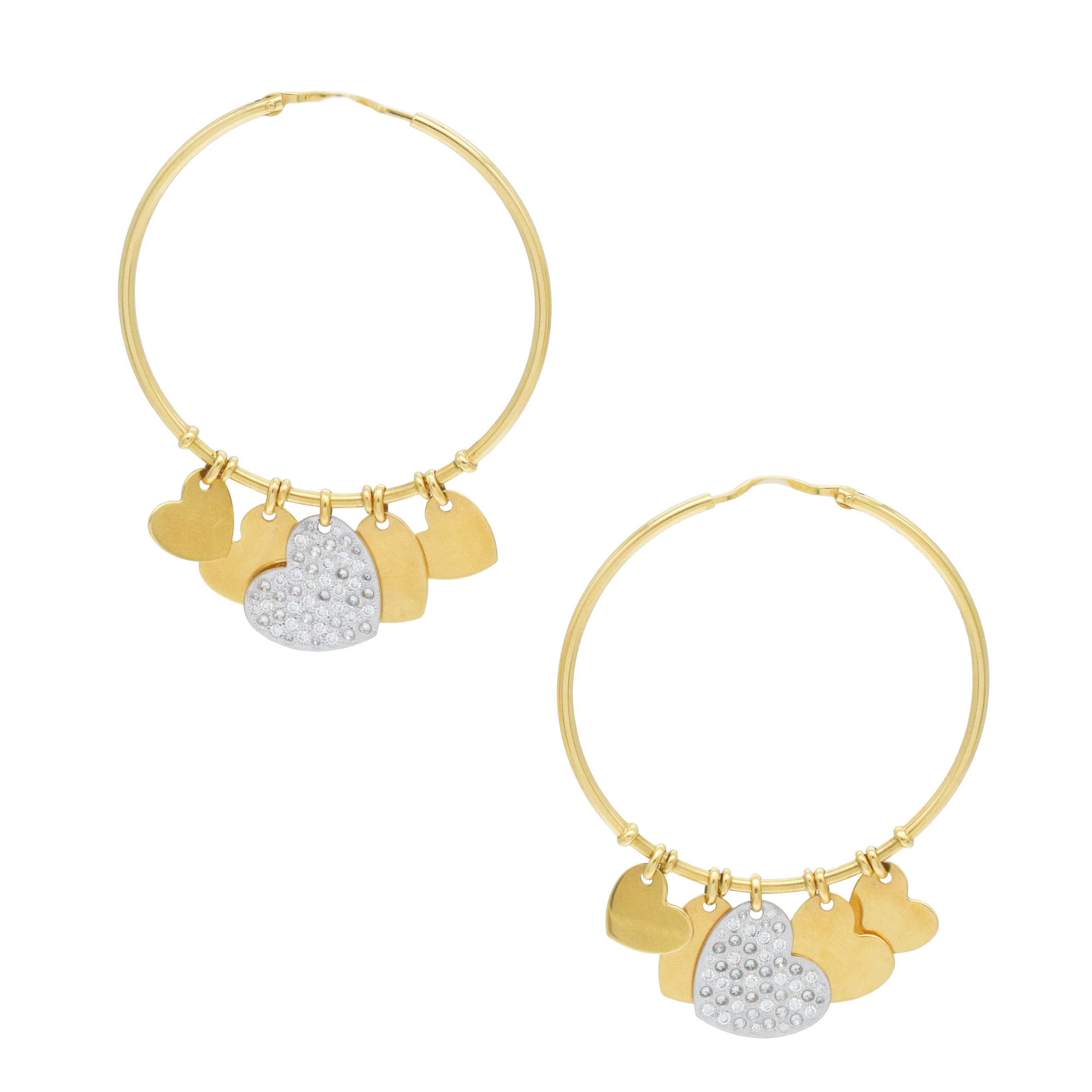 Dior Diamond Heart Pendant Hoop Earrings In 18k Gold