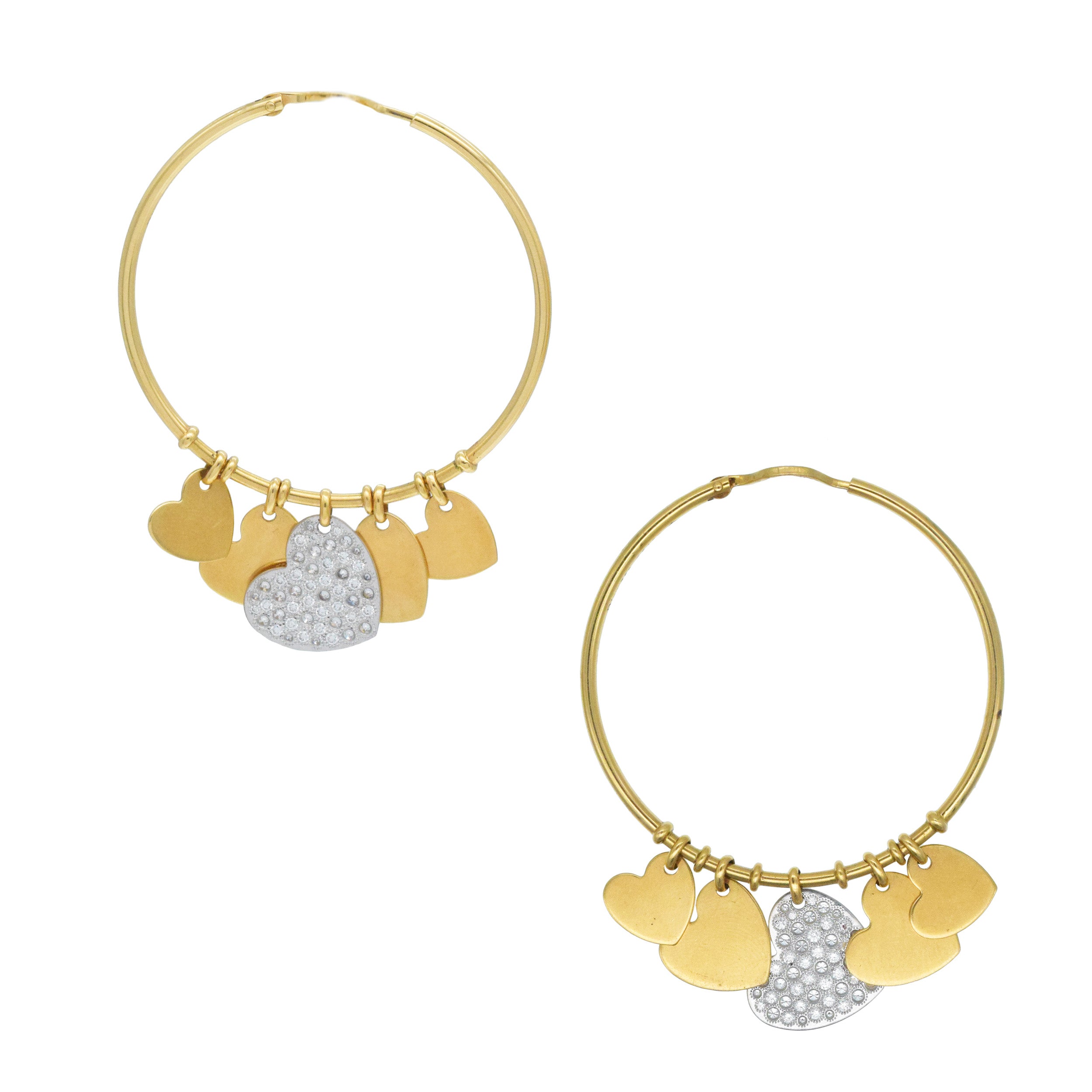 Dior Diamond Heart Pendant Hoop Earrings In 18k Gold