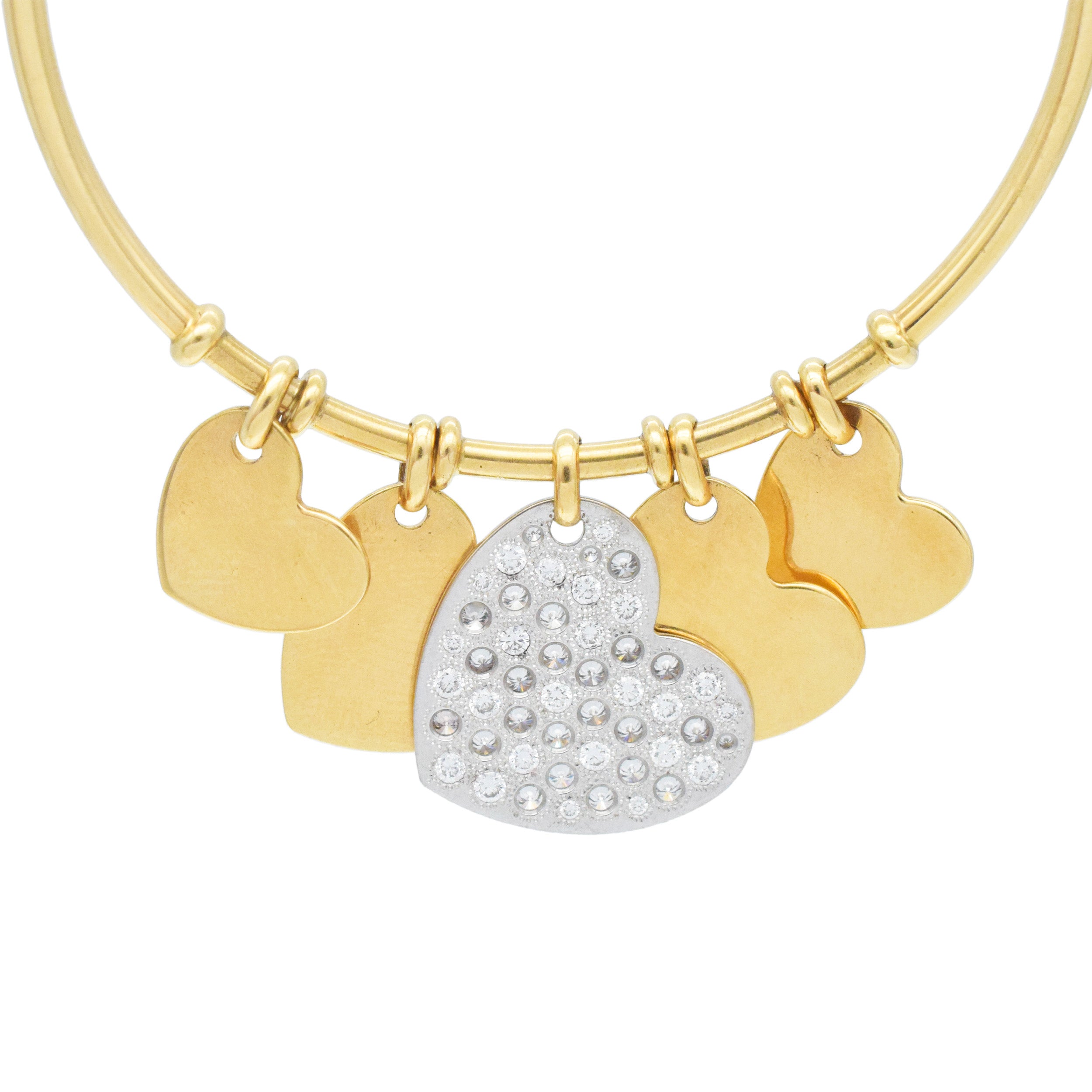 Dior Diamond Heart Pendant Hoop Earrings In 18k Gold