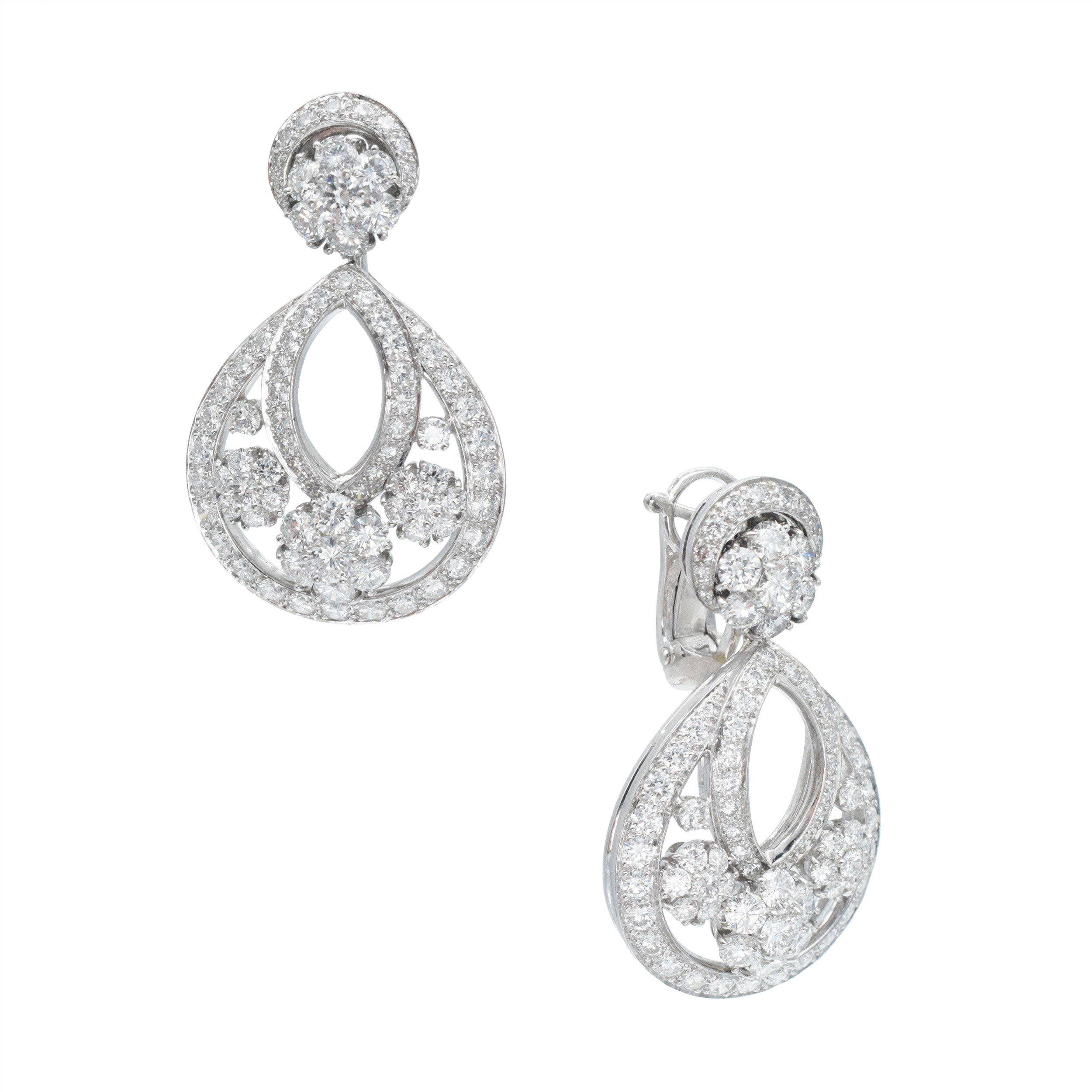 Van Cleef & Arpels Diamond Snowflake Earrings In Platinum - Small Model