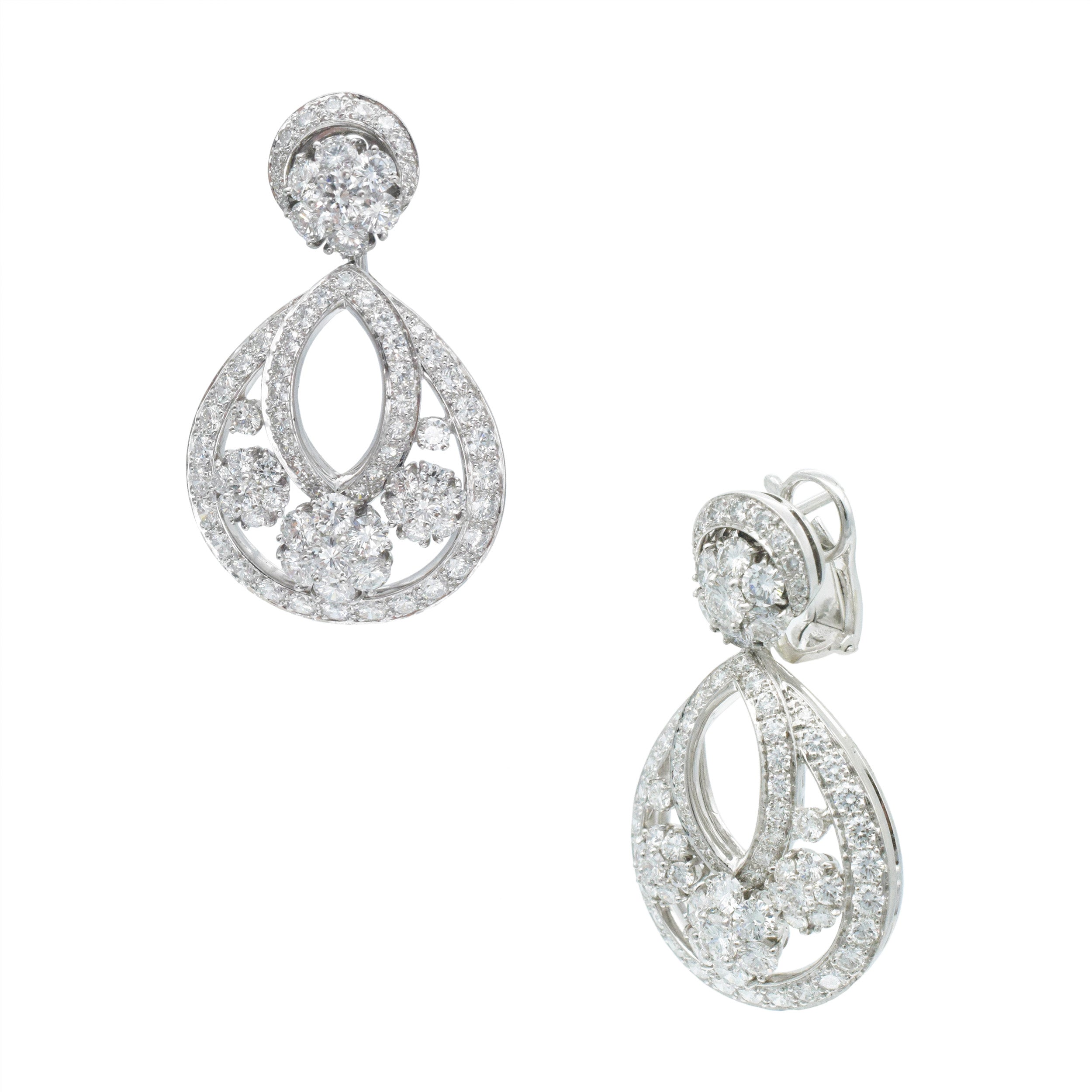 Van Cleef & Arpels Diamond Snowflake Earrings In Platinum - Small Model