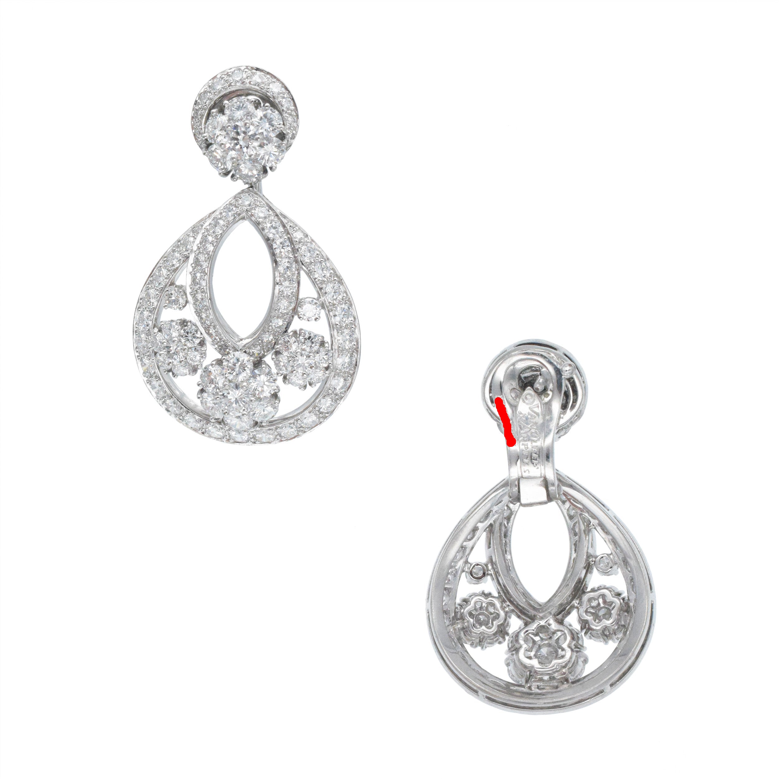 Van Cleef & Arpels Diamond Snowflake Earrings In Platinum - Small Model