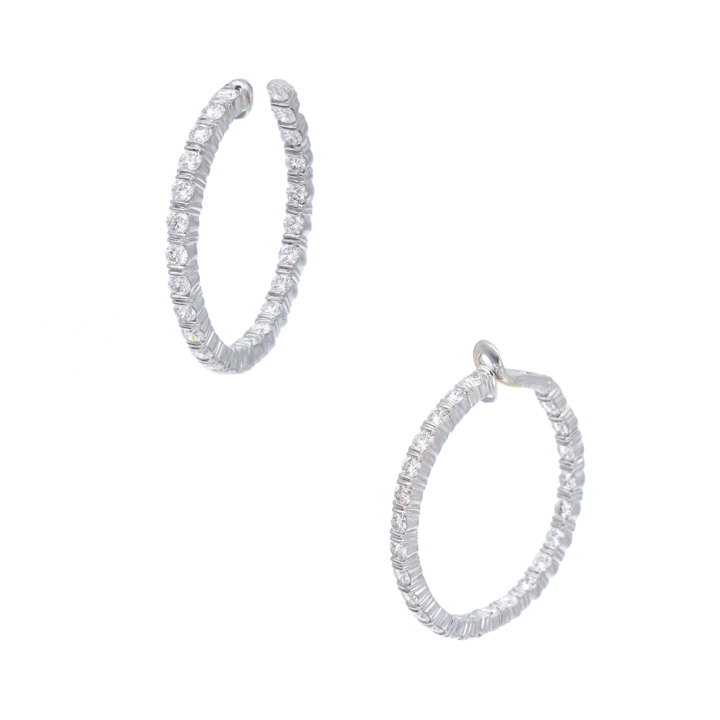 Van Cleef & Arpels Diamond Hoop Earrings In 18k White Gold