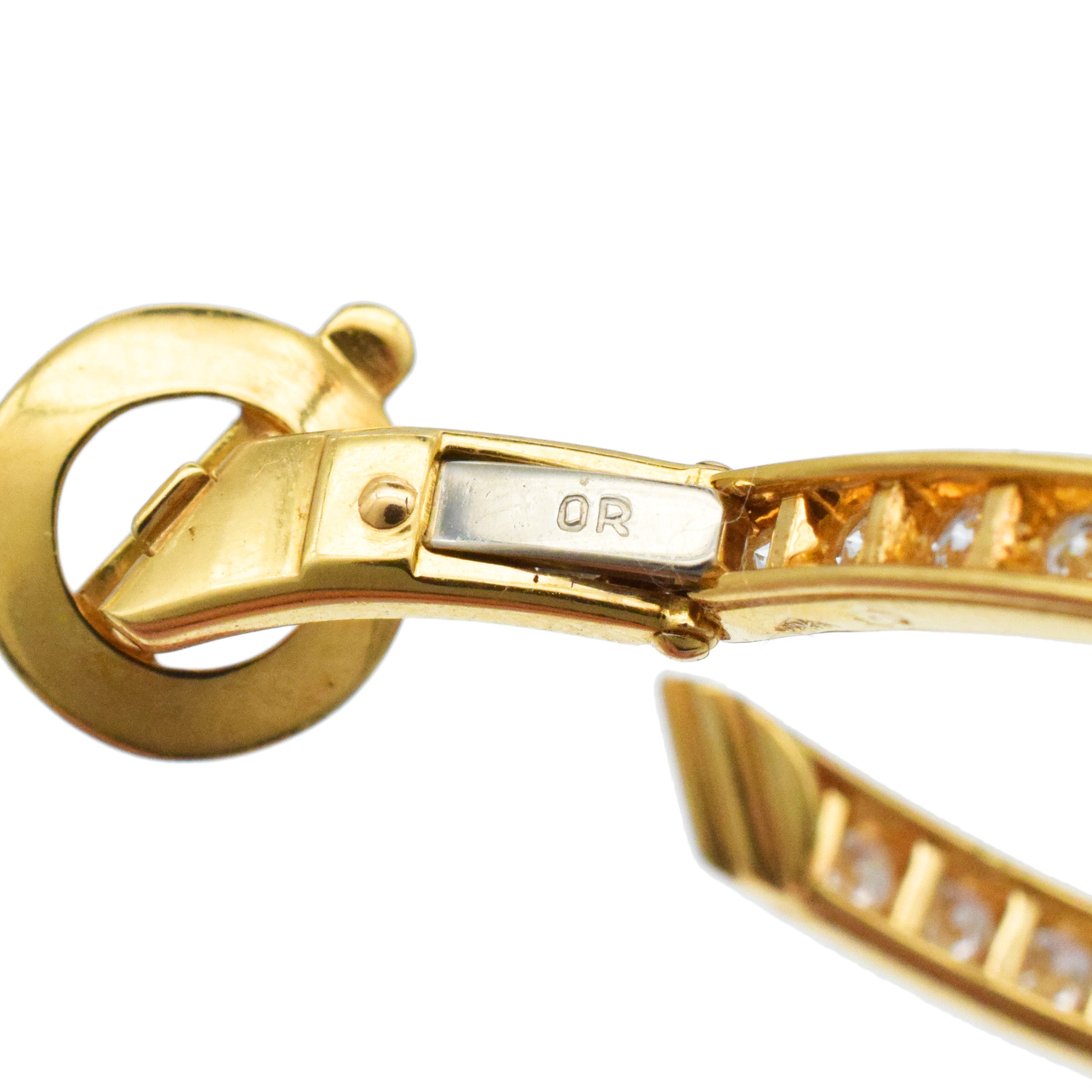 Van Cleef & Arpels Diamond Elongated Hoop Earrings In 18k Yellow Gold