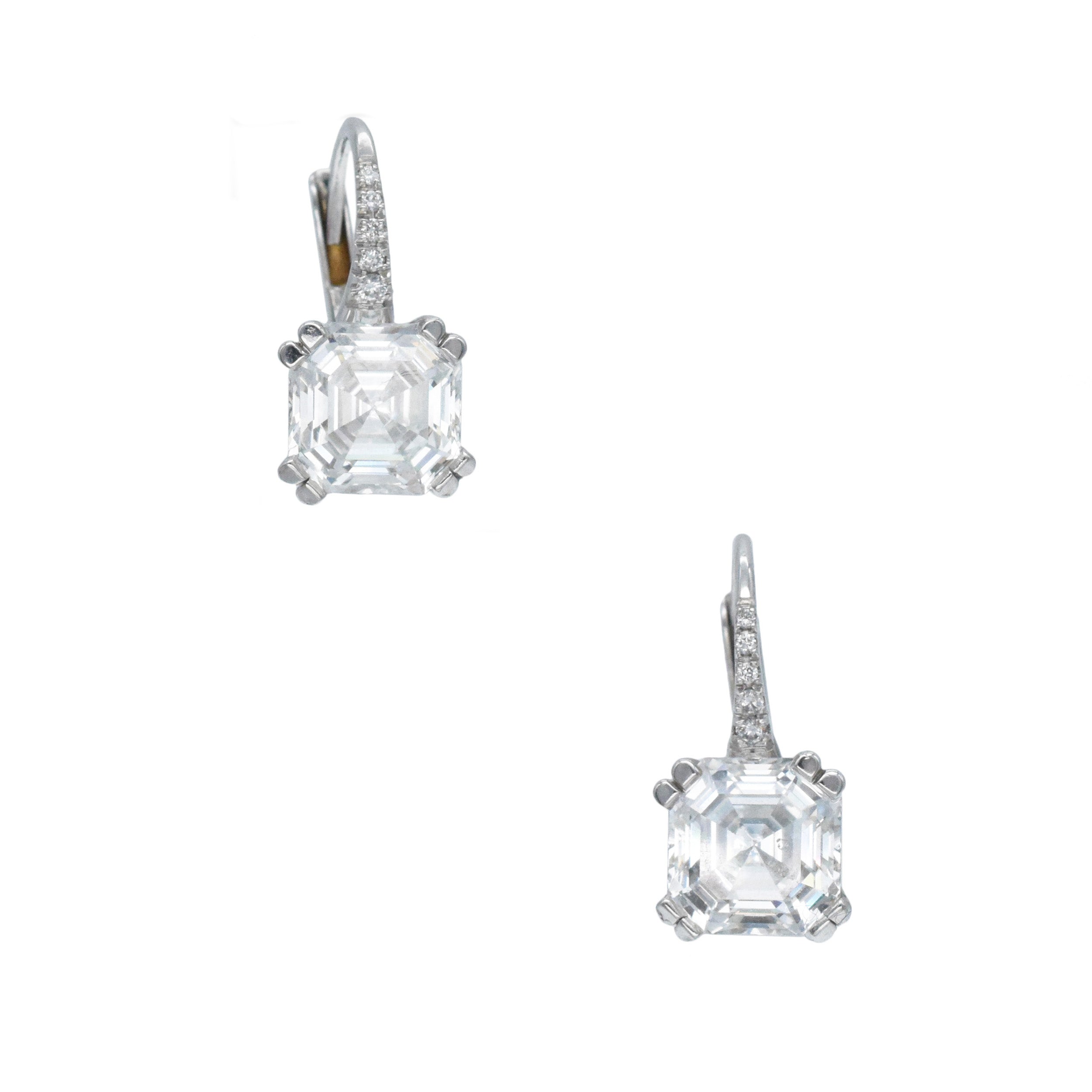4.23tcw Asscher Cut Diamond Stud Drop Earrings In White Gold