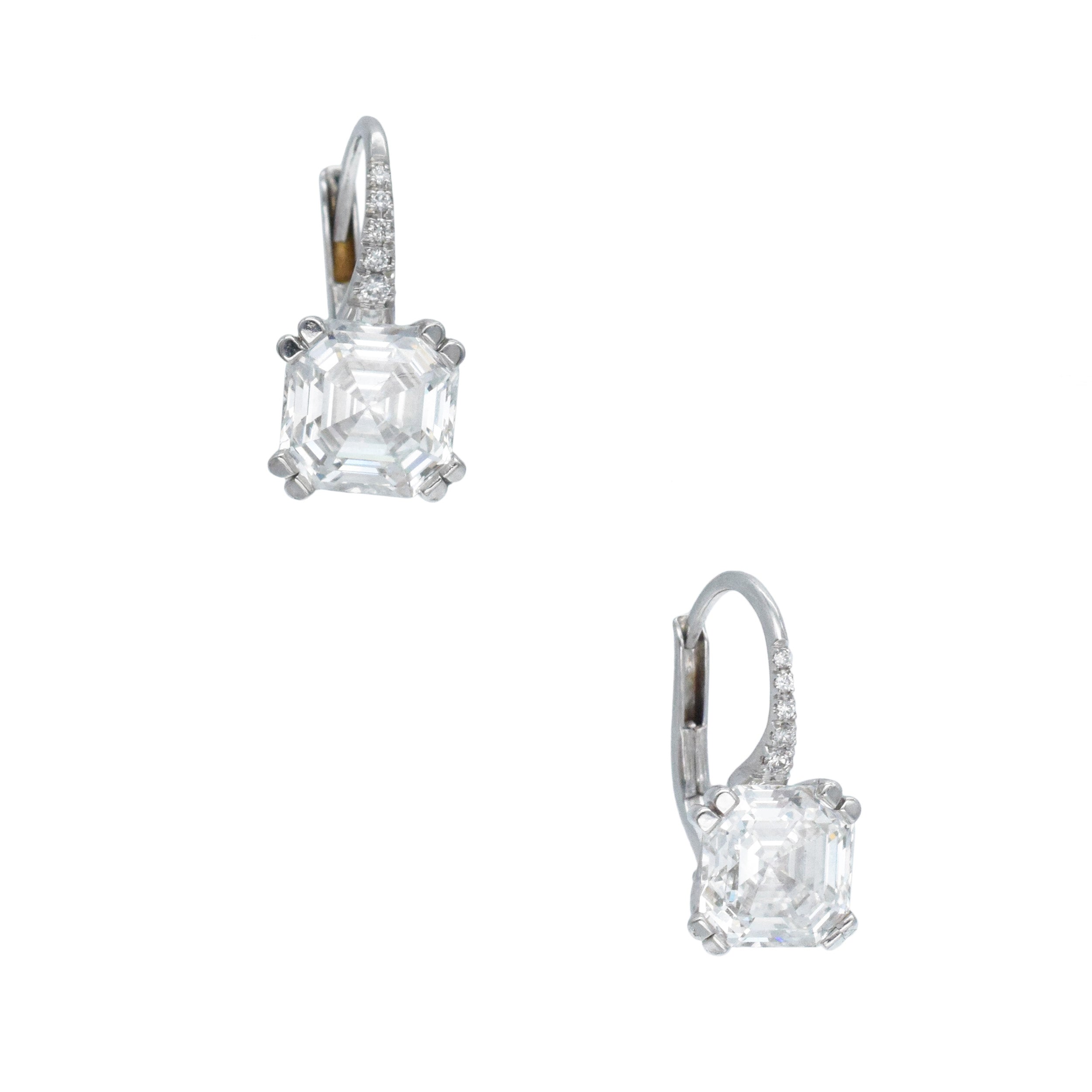 4.23tcw Asscher Cut Diamond Stud Drop Earrings In White Gold