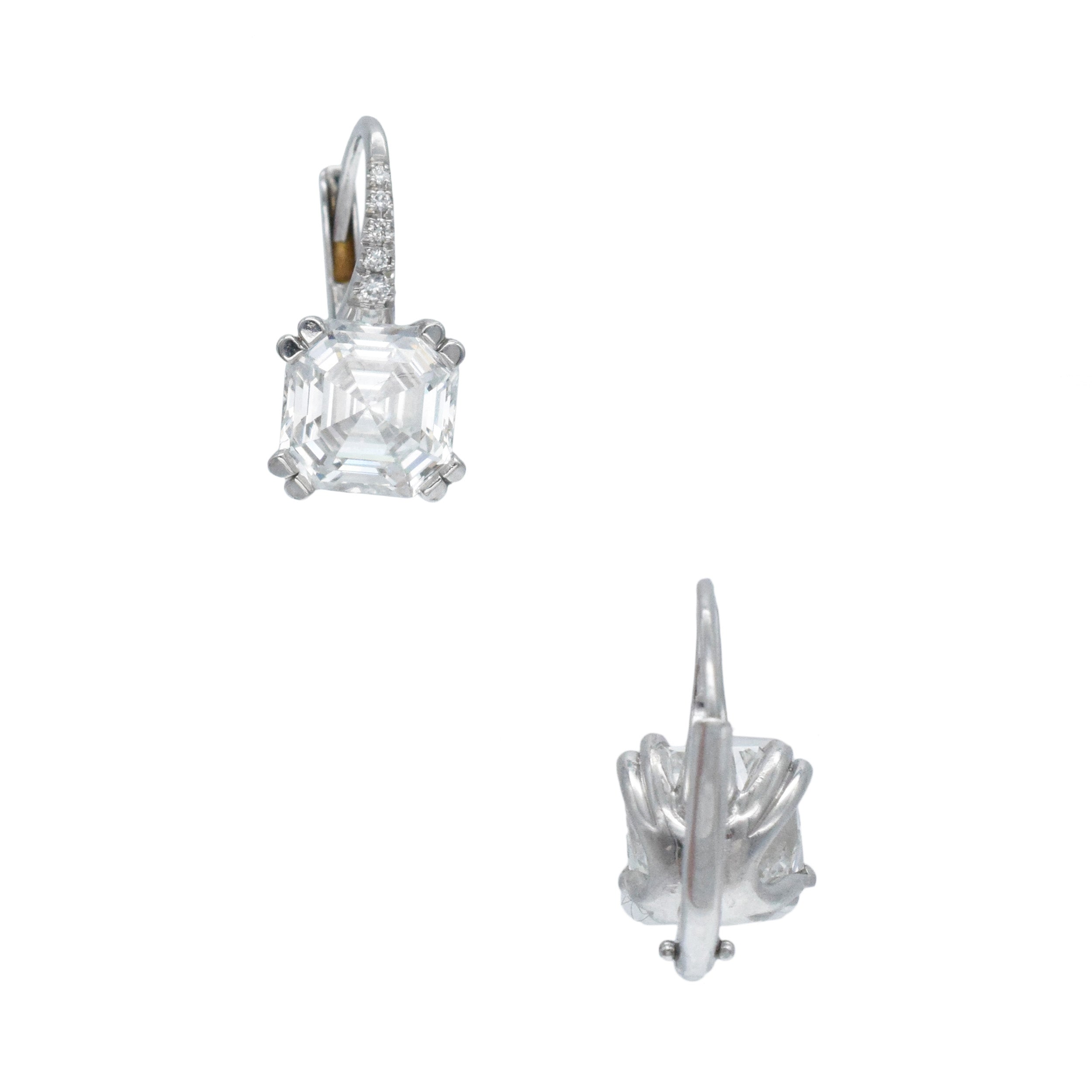 4.23tcw Asscher Cut Diamond Stud Drop Earrings In White Gold