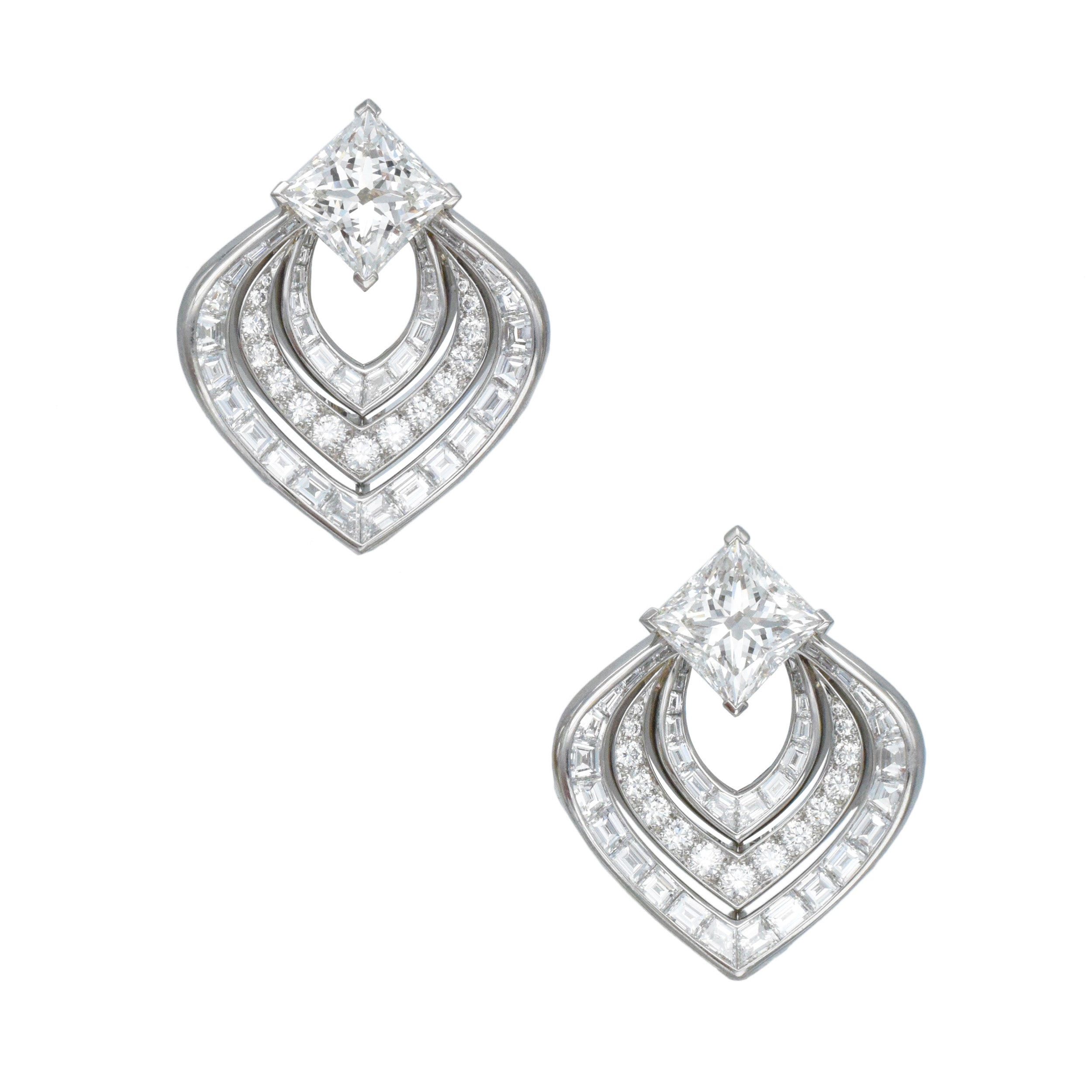 Tiffany & Co. Diamond Leaf Earrings In Platinum