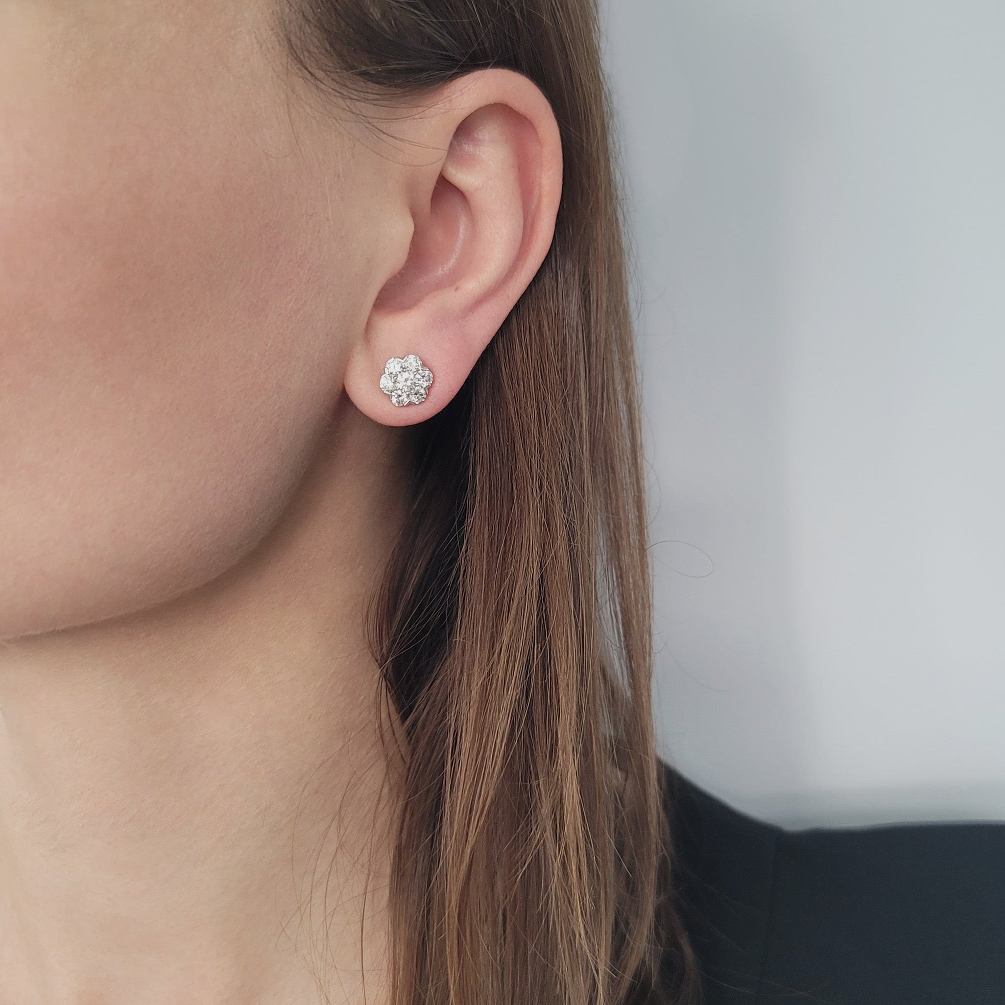 SOLD - 6/1/2026 - Van Cleef & Arpels 'Fleurette' Diamond Stud Earrings In 18k White Gold