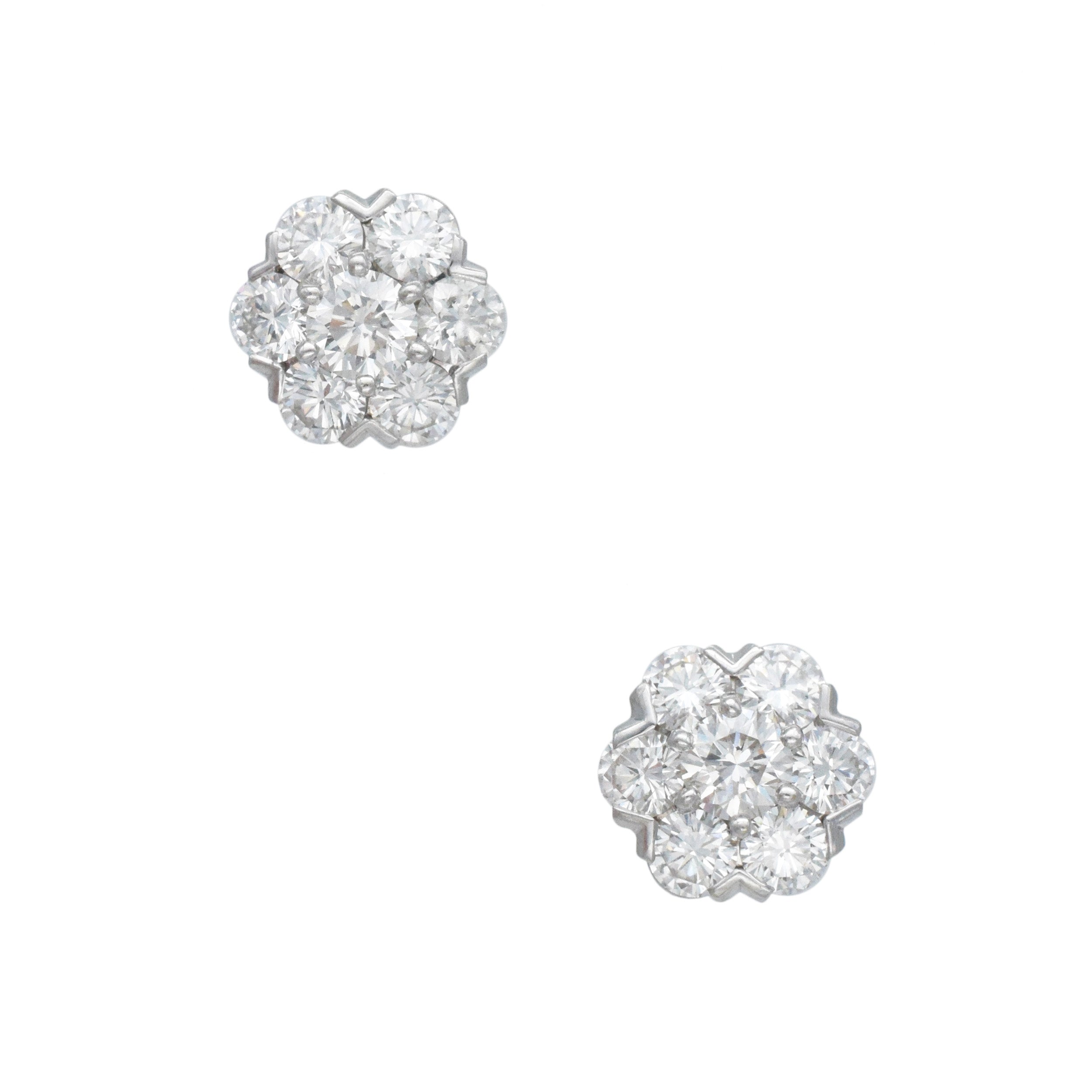 SOLD - 6/1/2026 - Van Cleef & Arpels 'Fleurette' Diamond Stud Earrings In 18k White Gold