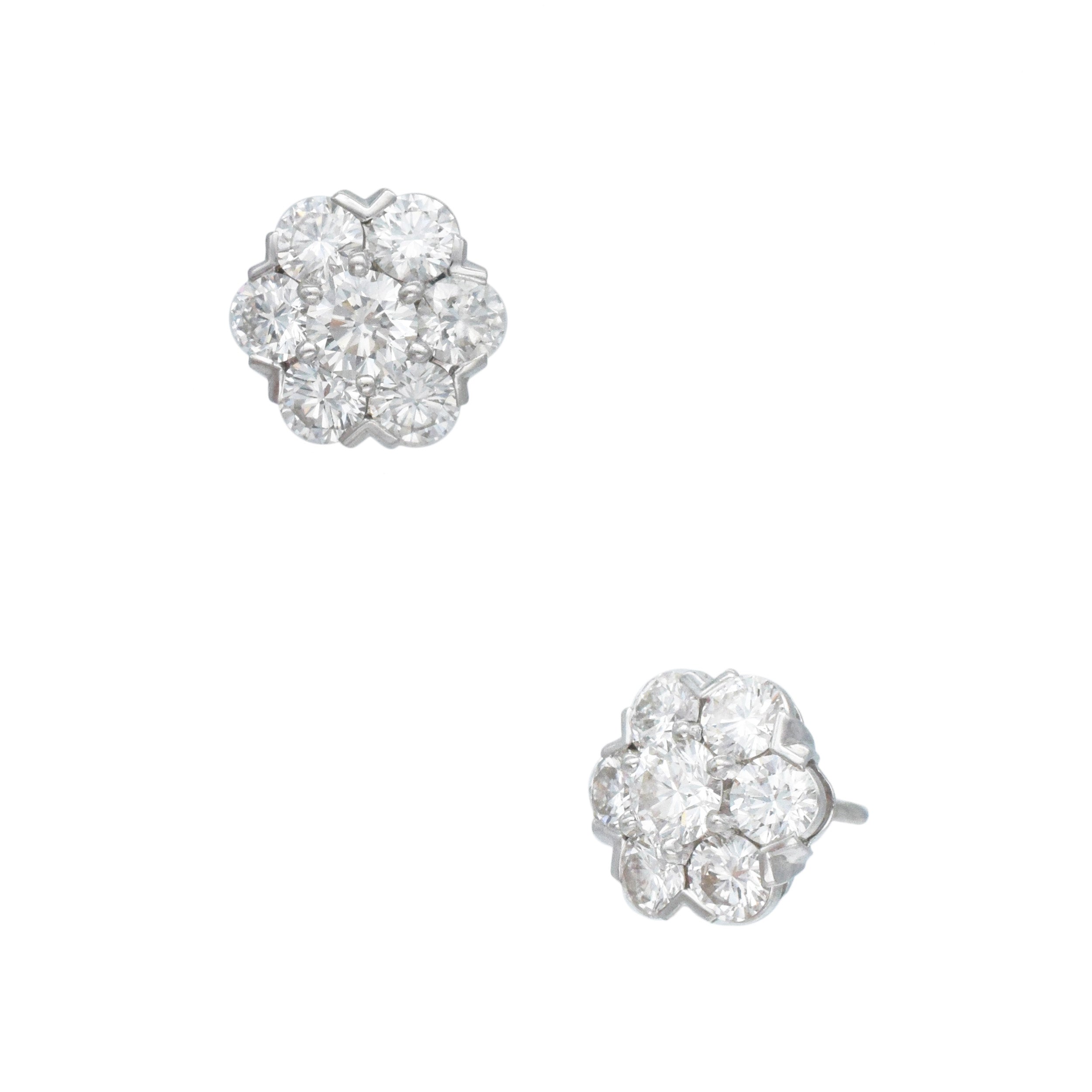 SOLD - 6/1/2026 - Van Cleef & Arpels 'Fleurette' Diamond Stud Earrings In 18k White Gold