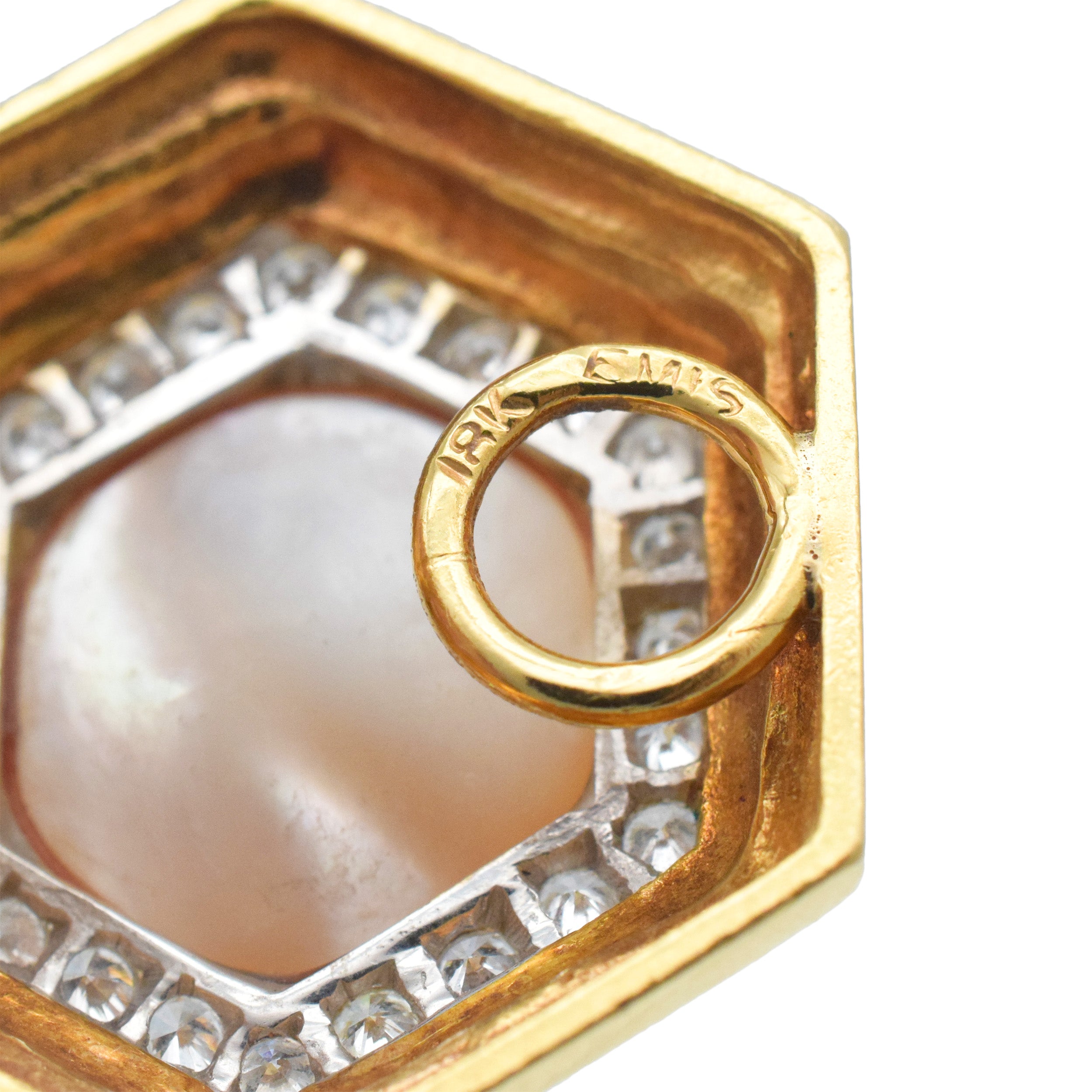 Emis Mabe Pearl And Diamond Hexagon Ear Clip Earrings In 18k Yellow Gold