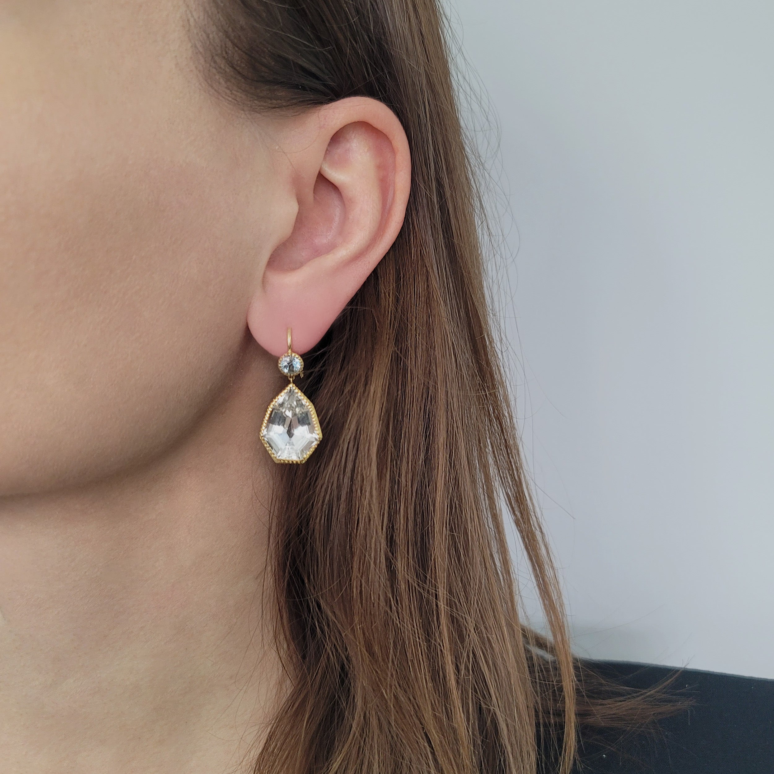 Verdura Byzantine Blue And White Pendant Earrings In 18k Yellow Gold
